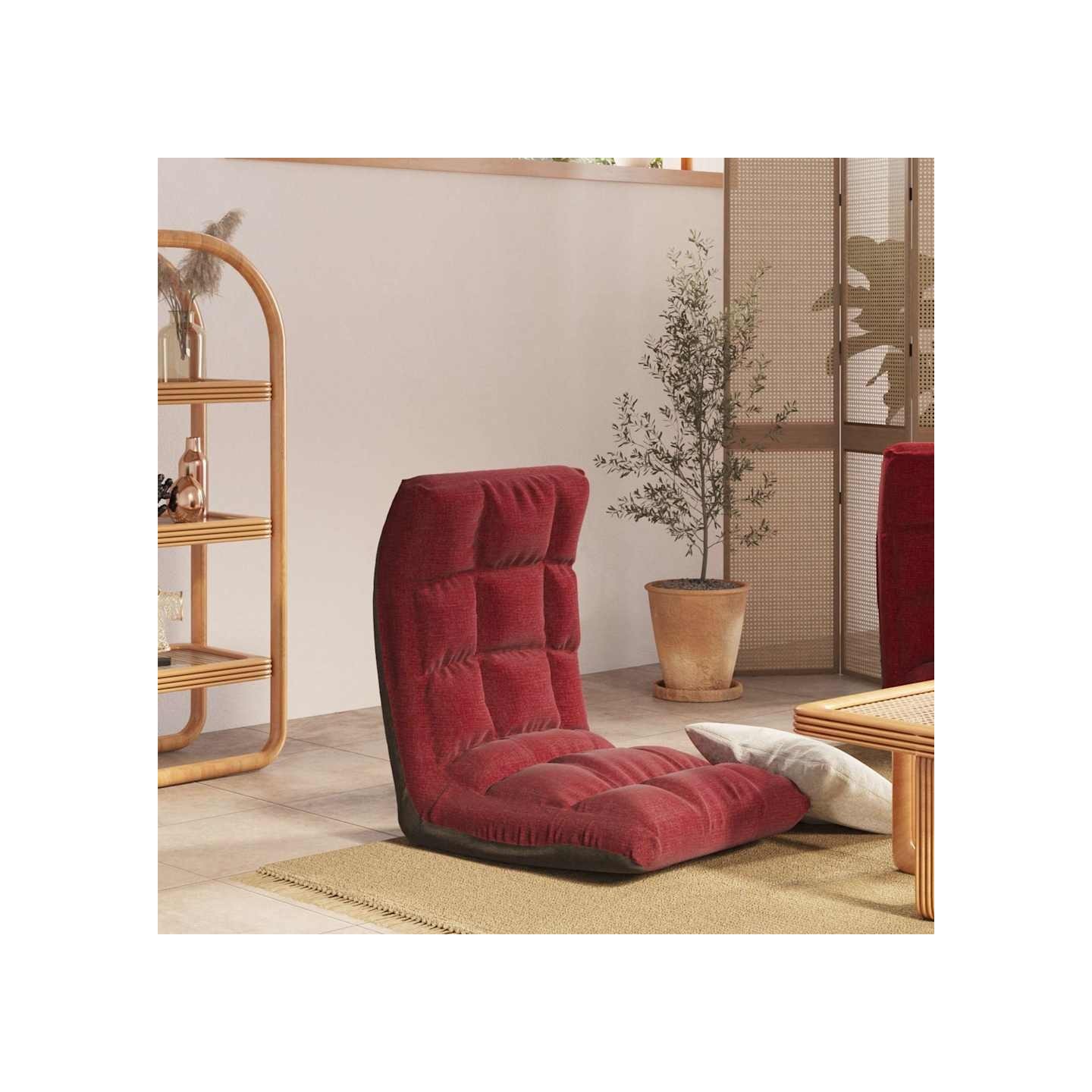 Chaise pliable de sol Rouge bordeaux Tissu