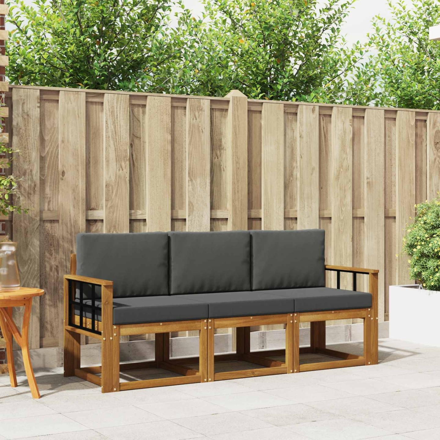 Ensemble de canapés d'extérieur 3 pc Naturel et Anthracite