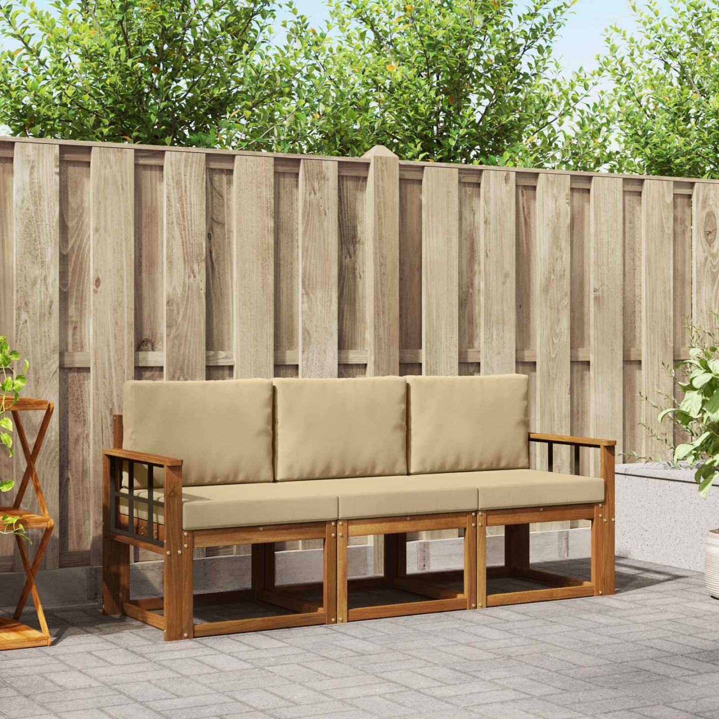 Ensemble de canapés d'extérieur 3 pc Naturel et Beige