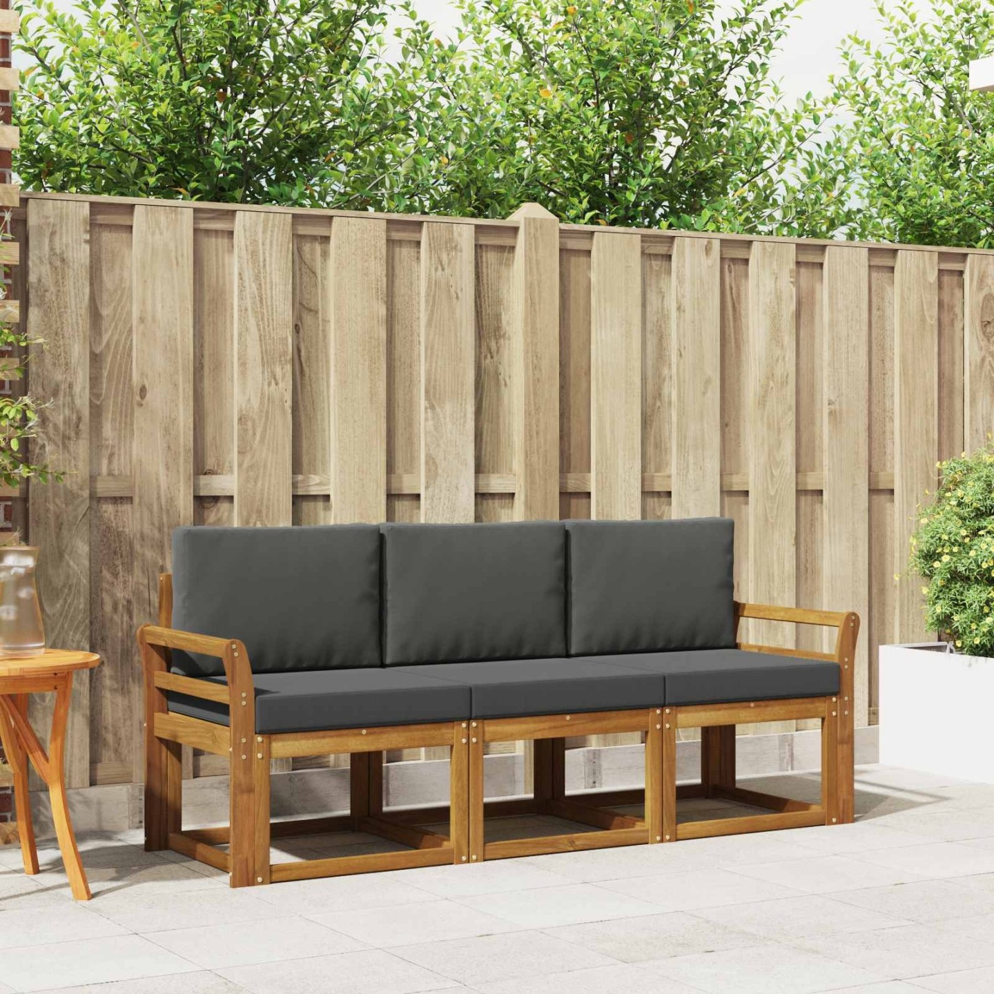 Ensemble de canapés d'extérieur 3 pc Naturel et Anthracite