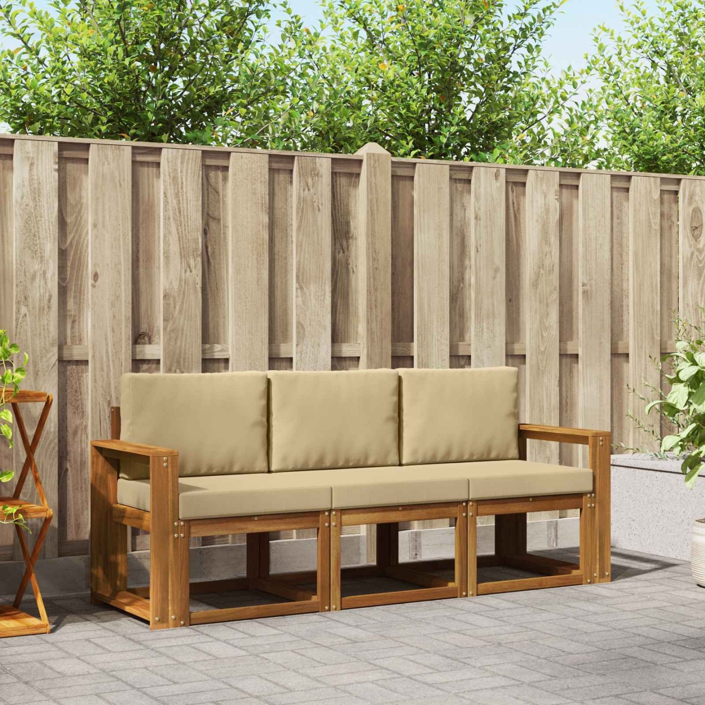 Ensemble de canapés d'extérieur 3 pc Naturel et Beige