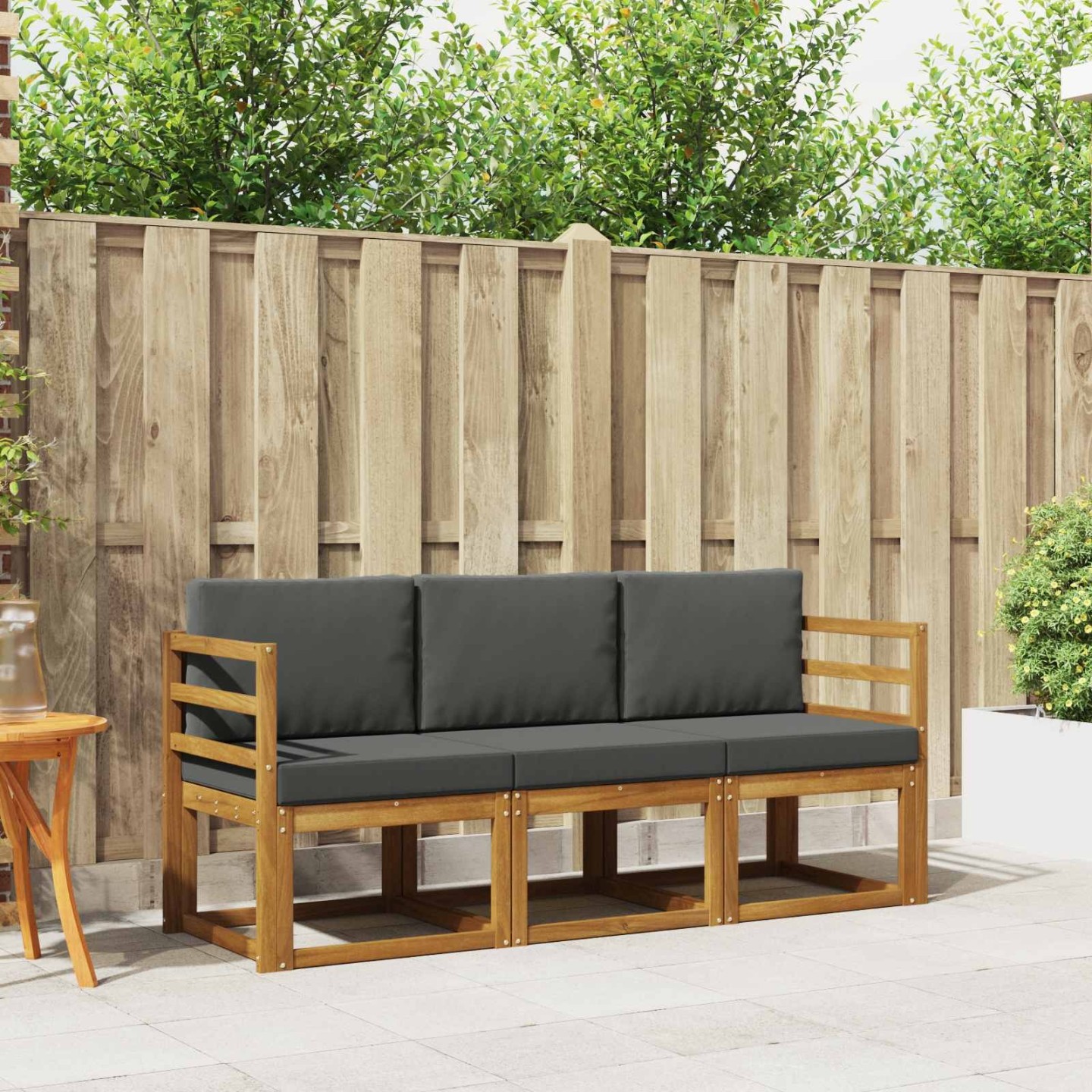 Ensemble de canapés d'extérieur 3 pc Naturel et Anthracite