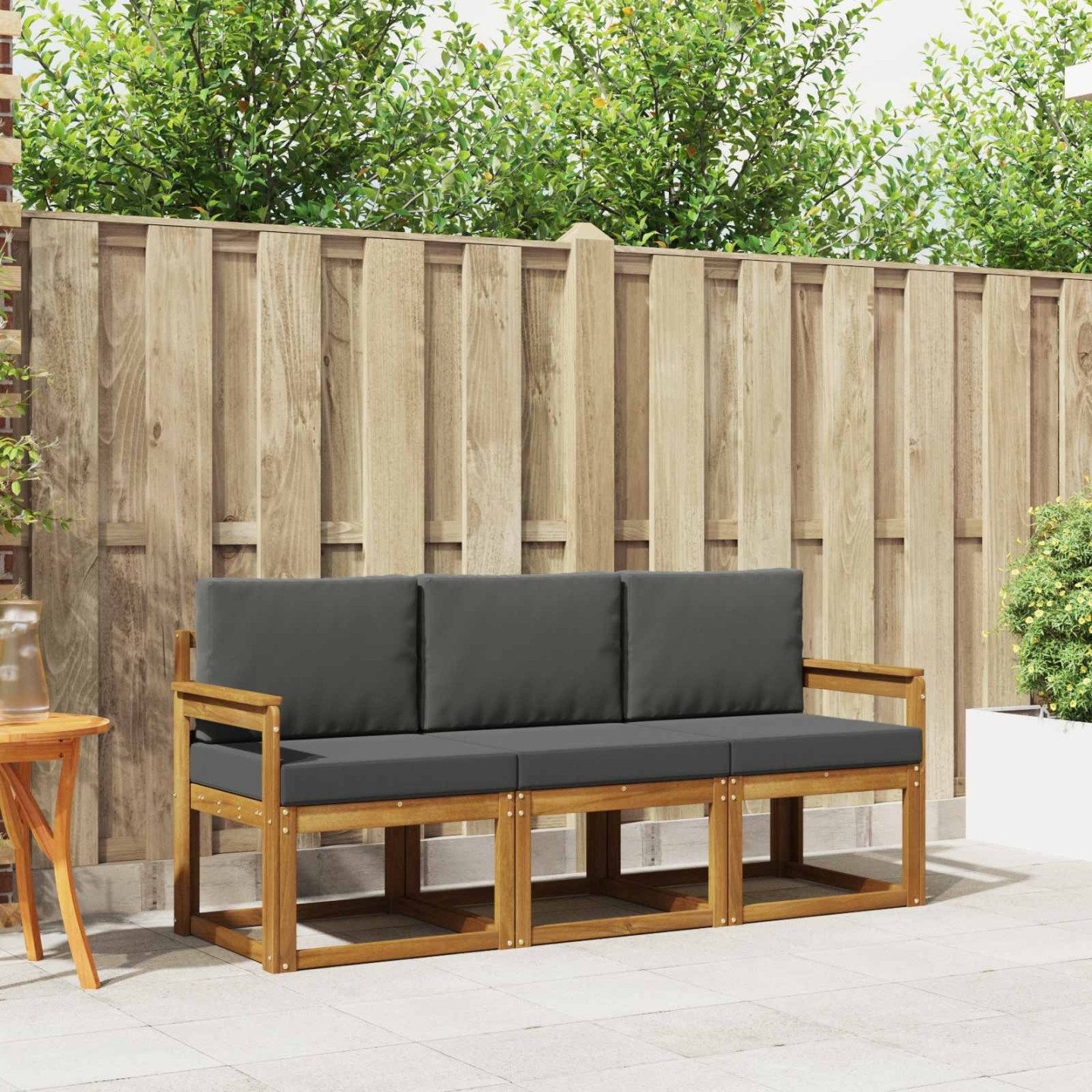 Ensemble de canapés d'extérieur 3 pc Naturel et Anthracite