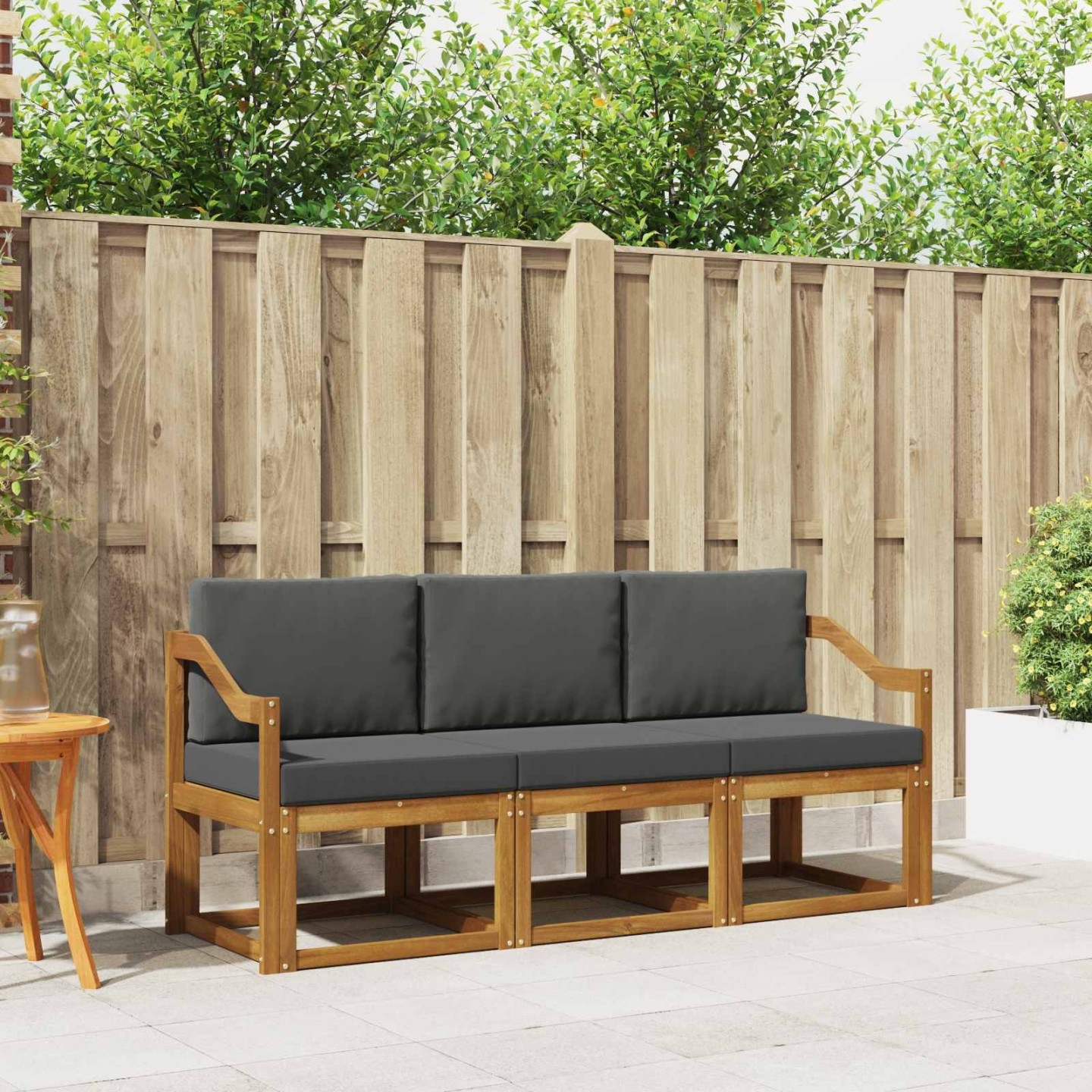 Ensemble de canapés d'extérieur 3 pc Naturel et Anthracite