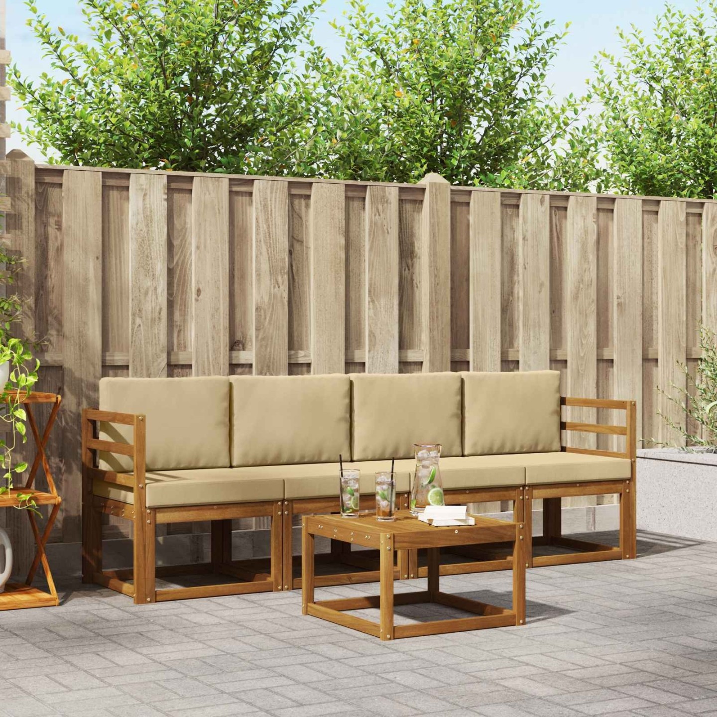 Ensemble de canapés d'extérieur 5 pc Naturel et Beige