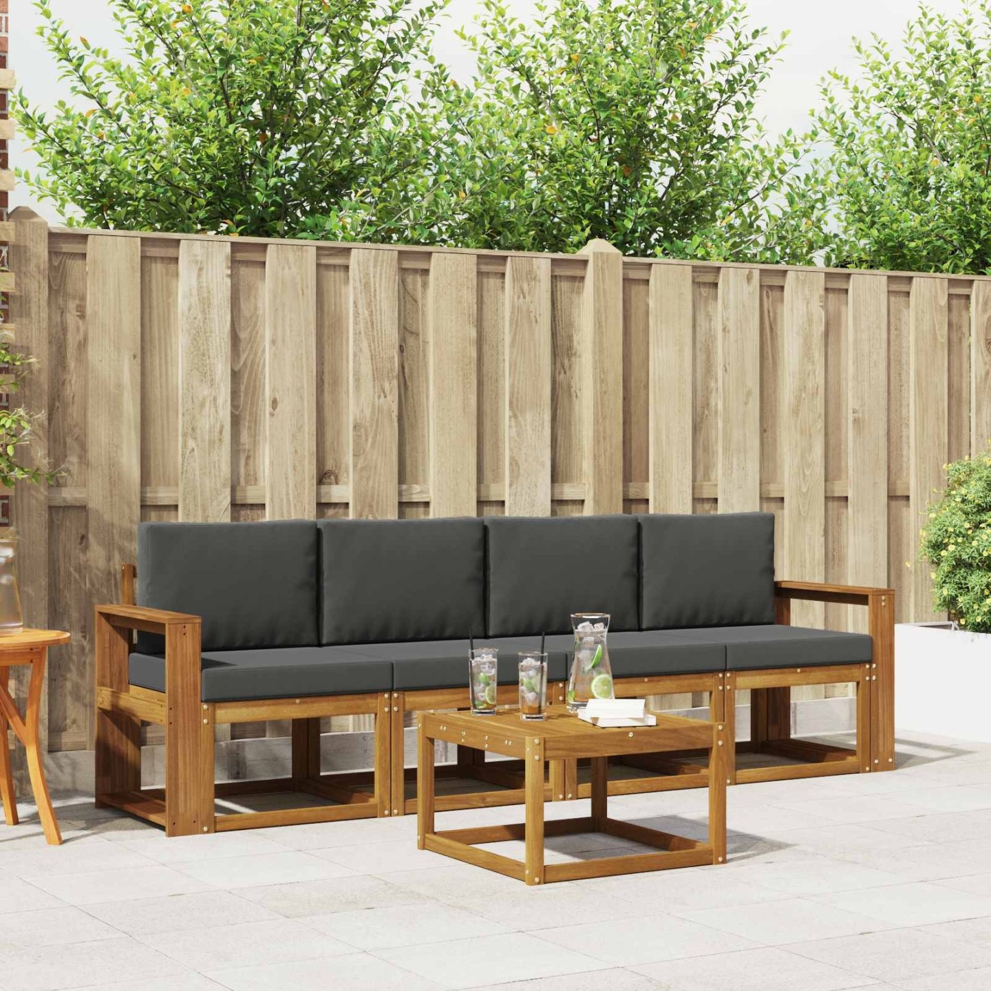 Ensemble de canapés d'extérieur 5 pc Naturel et Anthracite