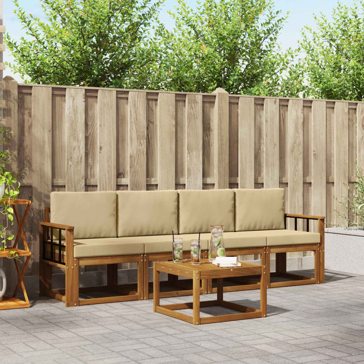 Ensemble de canapés d'extérieur 5 pc Naturel et Beige