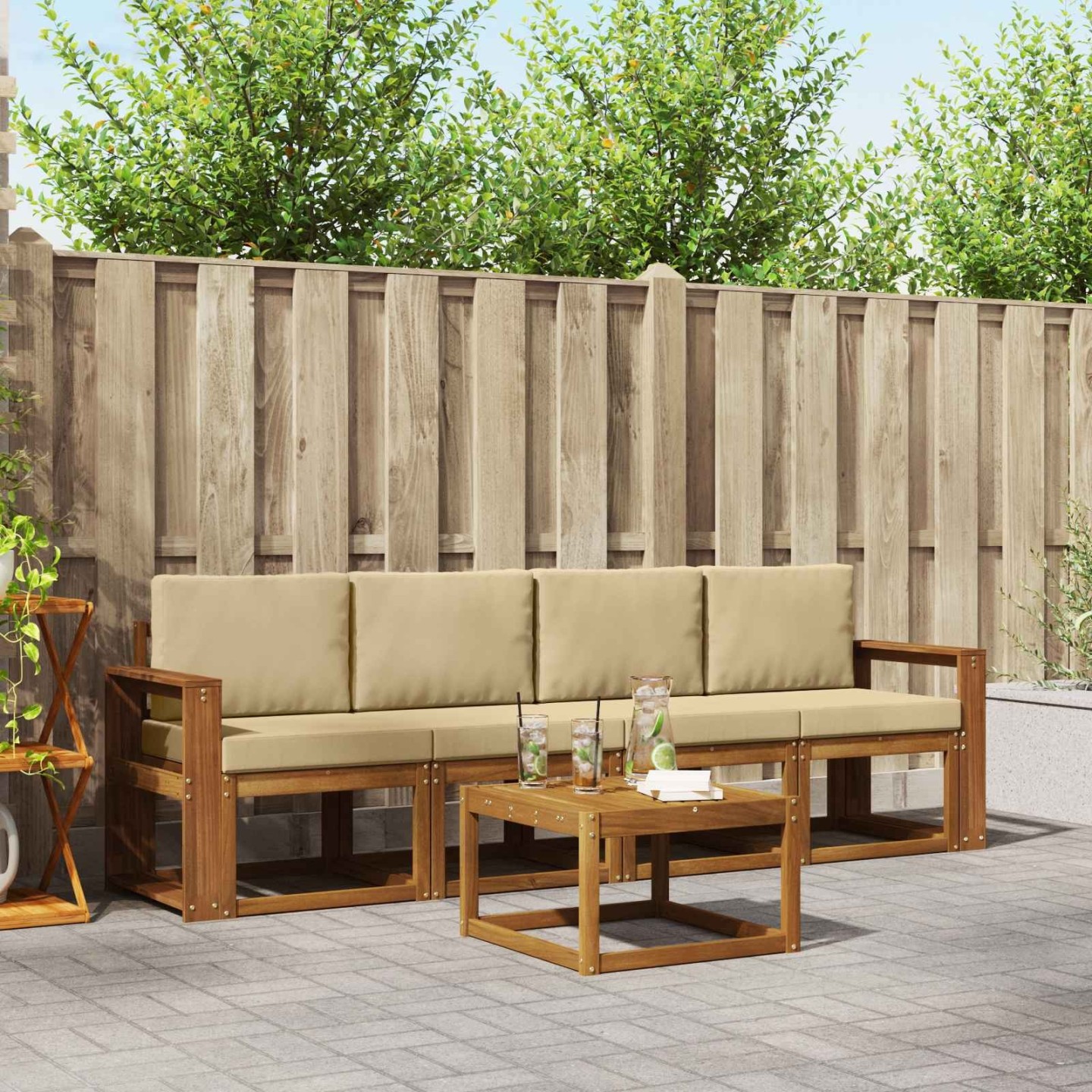 Ensemble de canapés d'extérieur 5 pc Naturel et Beige