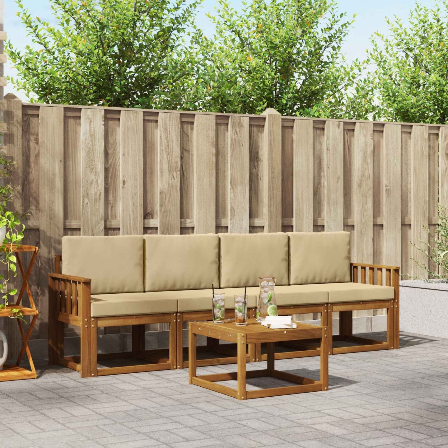 Ensemble de canapés d'extérieur 5 pc Naturel et Beige