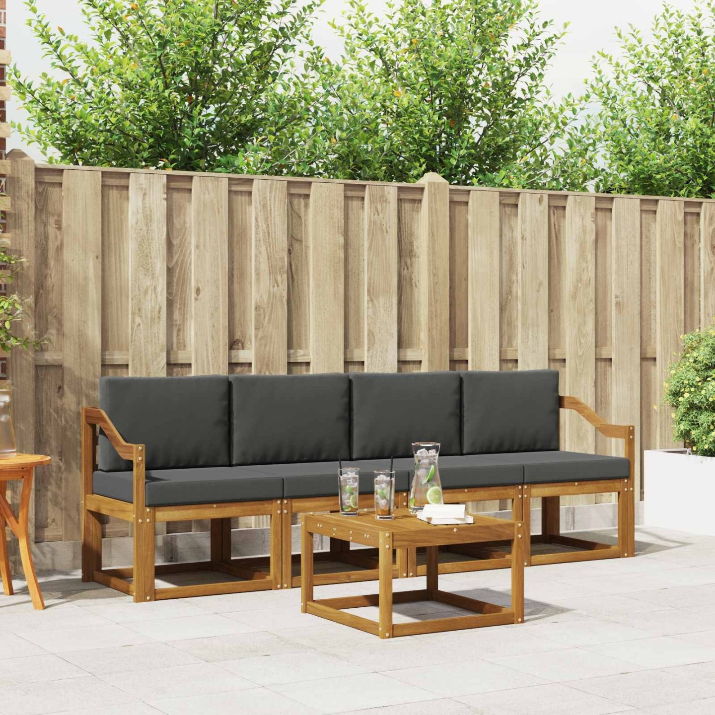 Ensemble de canapés d'extérieur 5 pc Naturel et Anthracite