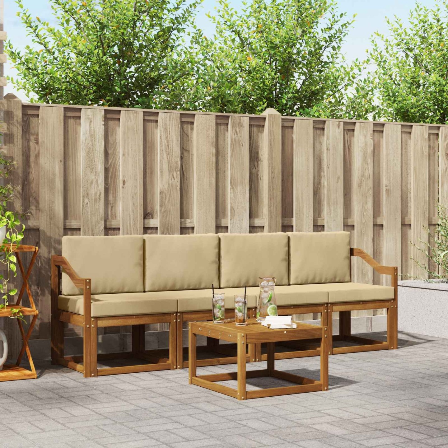 Ensemble de canapés d'extérieur 5 pc Naturel et Beige
