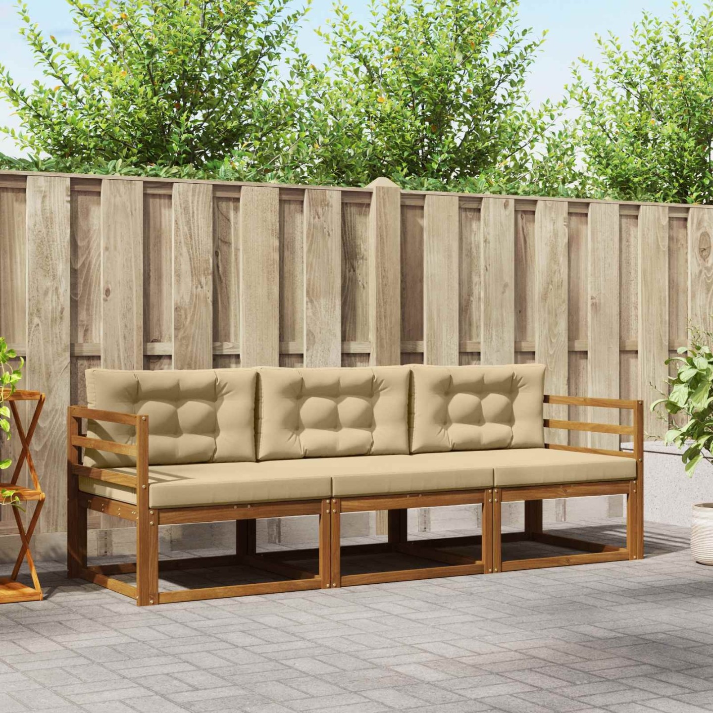 Ensemble de canapés d'extérieur 3 pc Naturel et Beige