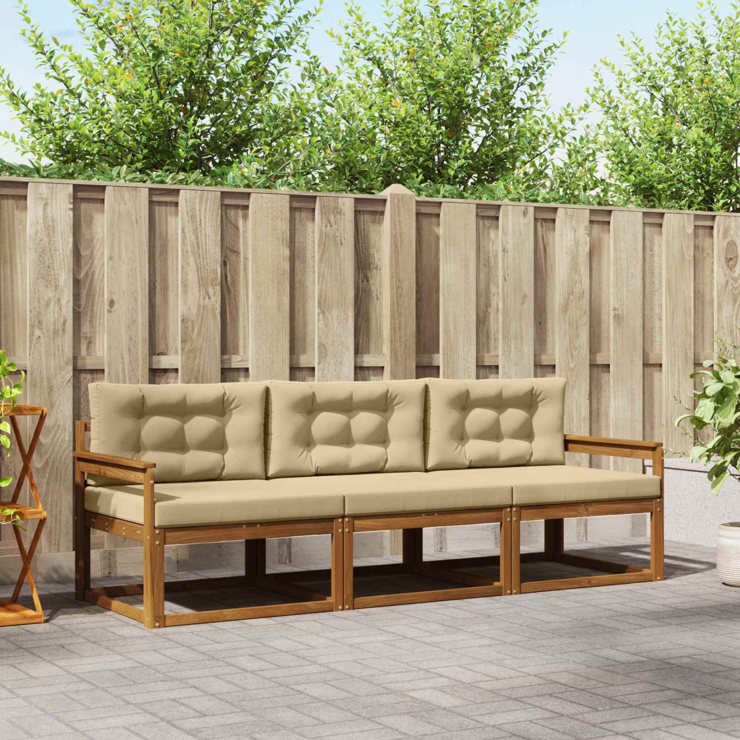 Ensemble de canapés d'extérieur 3 pc Naturel et Beige
