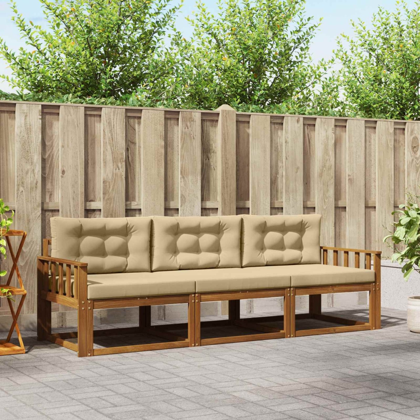 Ensemble de canapés d'extérieur 3 pc Naturel et Beige