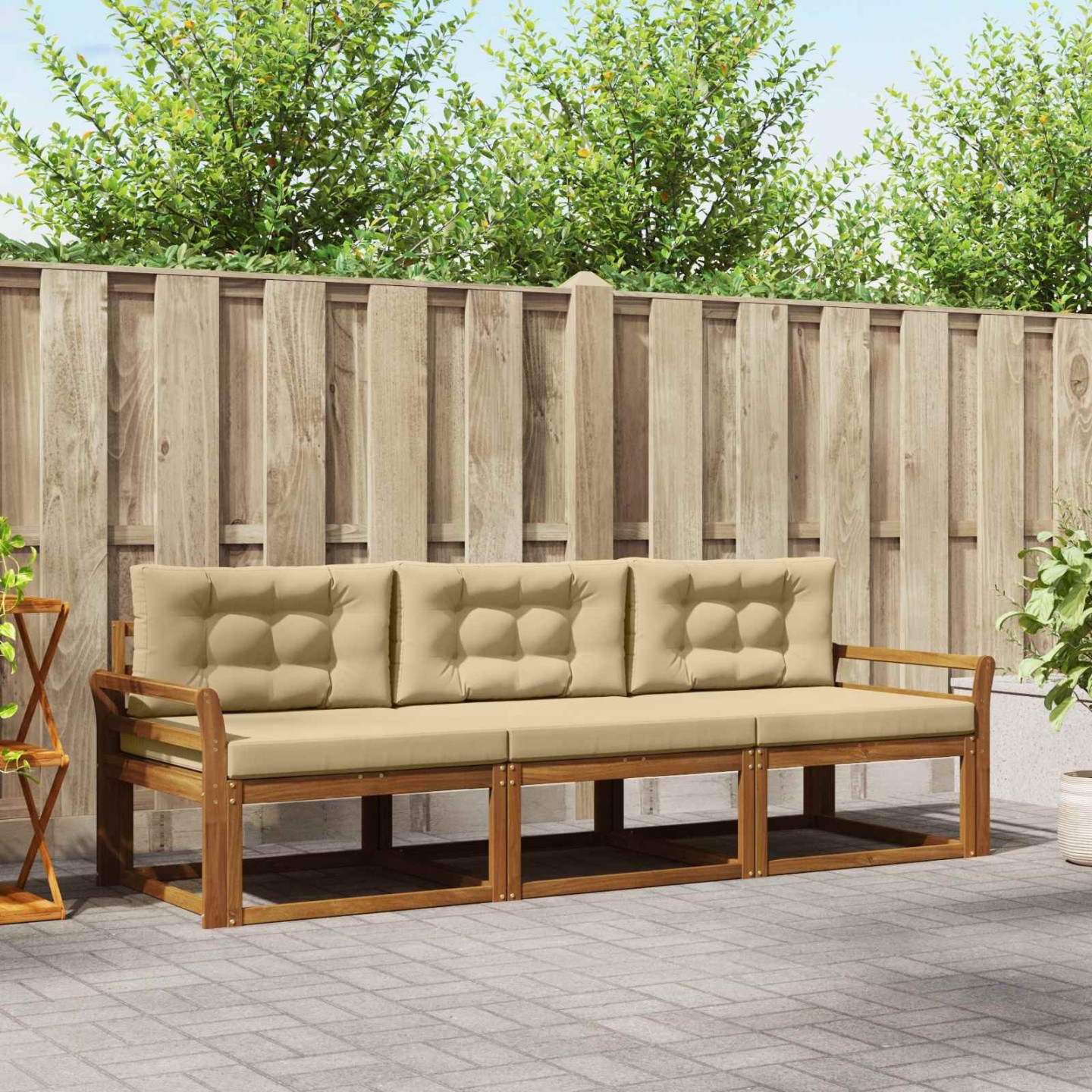 Ensemble de canapés d'extérieur 3 pc Naturel et Beige