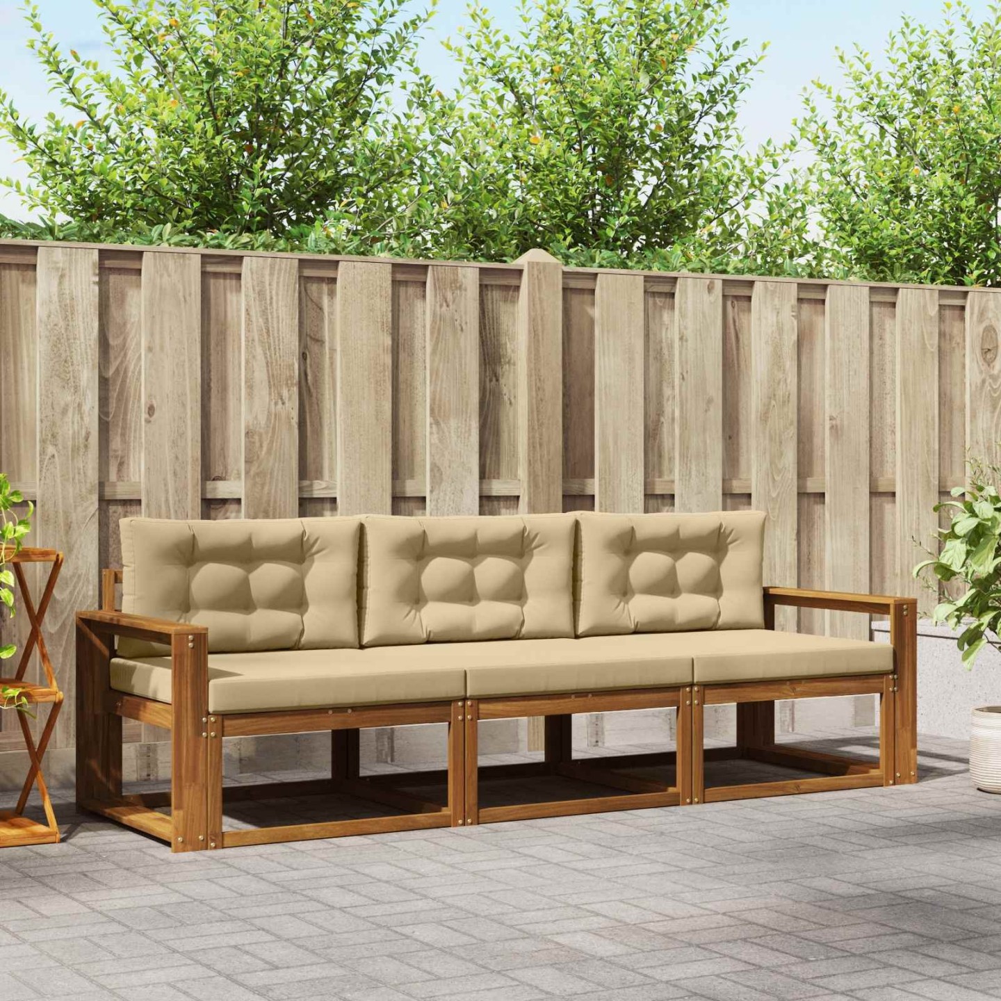 Ensemble de canapés d'extérieur 3 pc Naturel et Beige