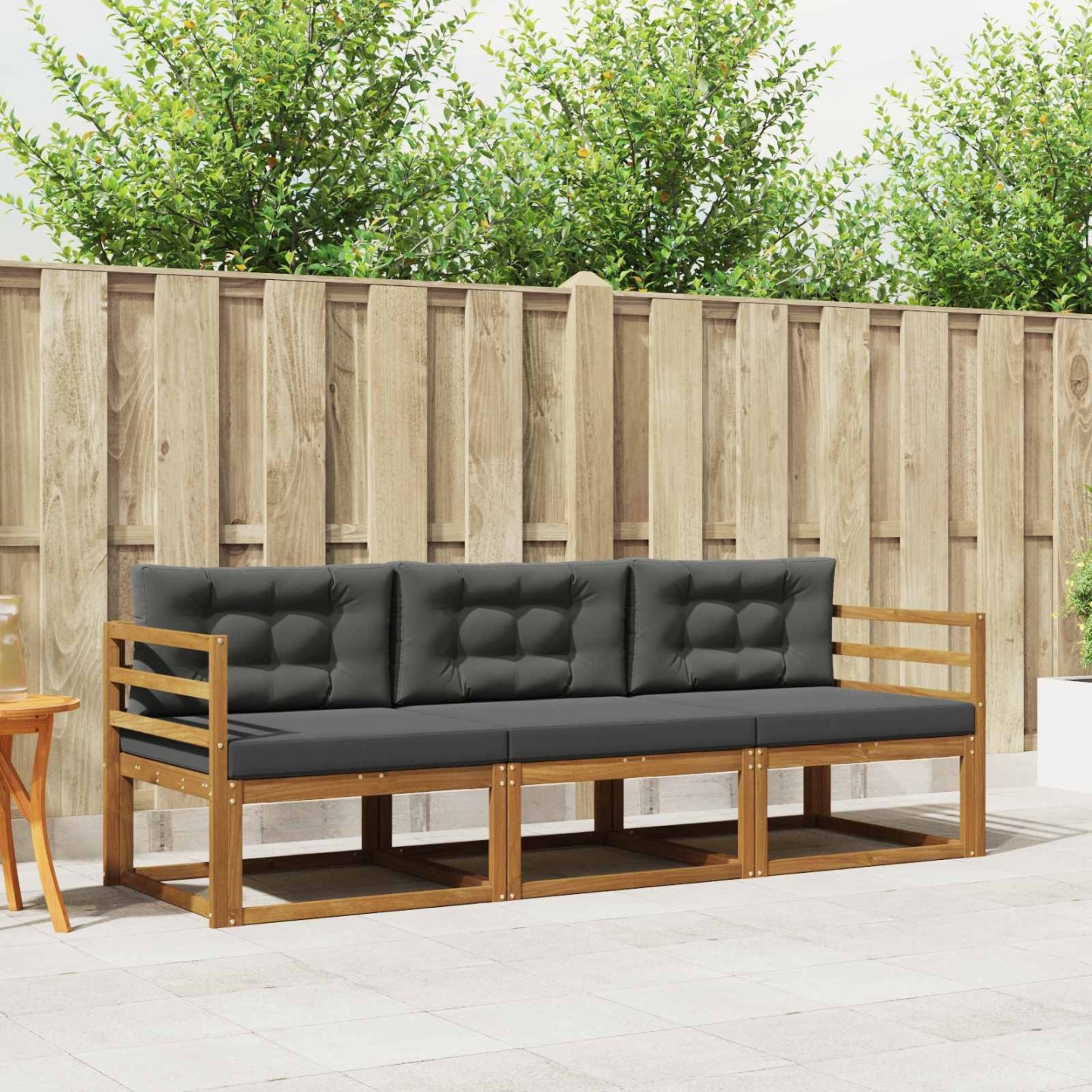 Ensemble de canapés d'extérieur 3 pc Naturel et Anthracite