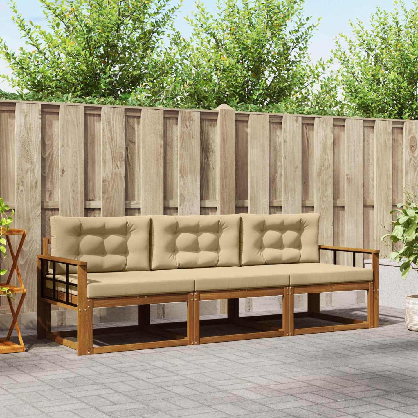 Ensemble de canapés d'extérieur 3 pc Naturel et Beige