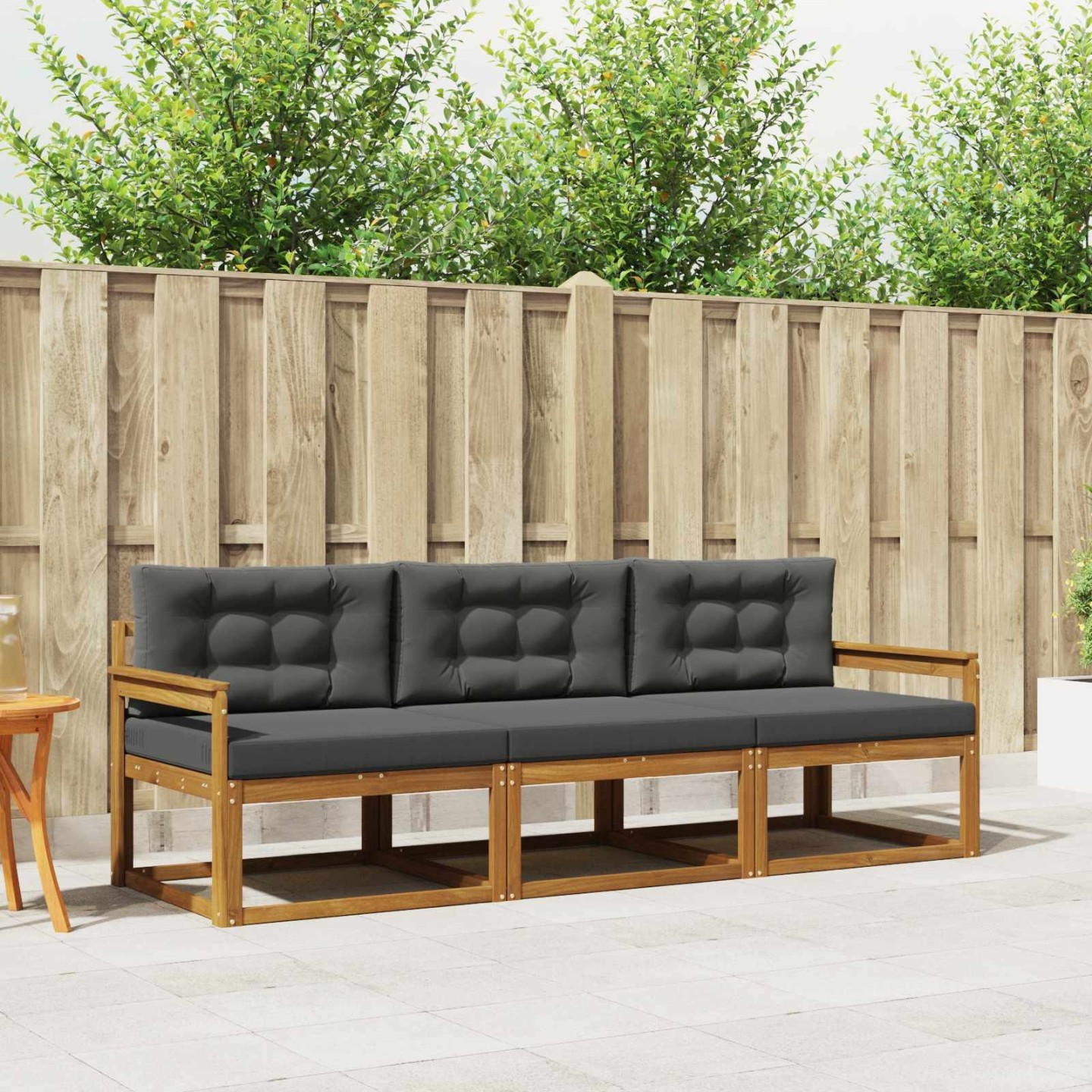 Ensemble de canapés d'extérieur 3 pc Naturel et Anthracite
