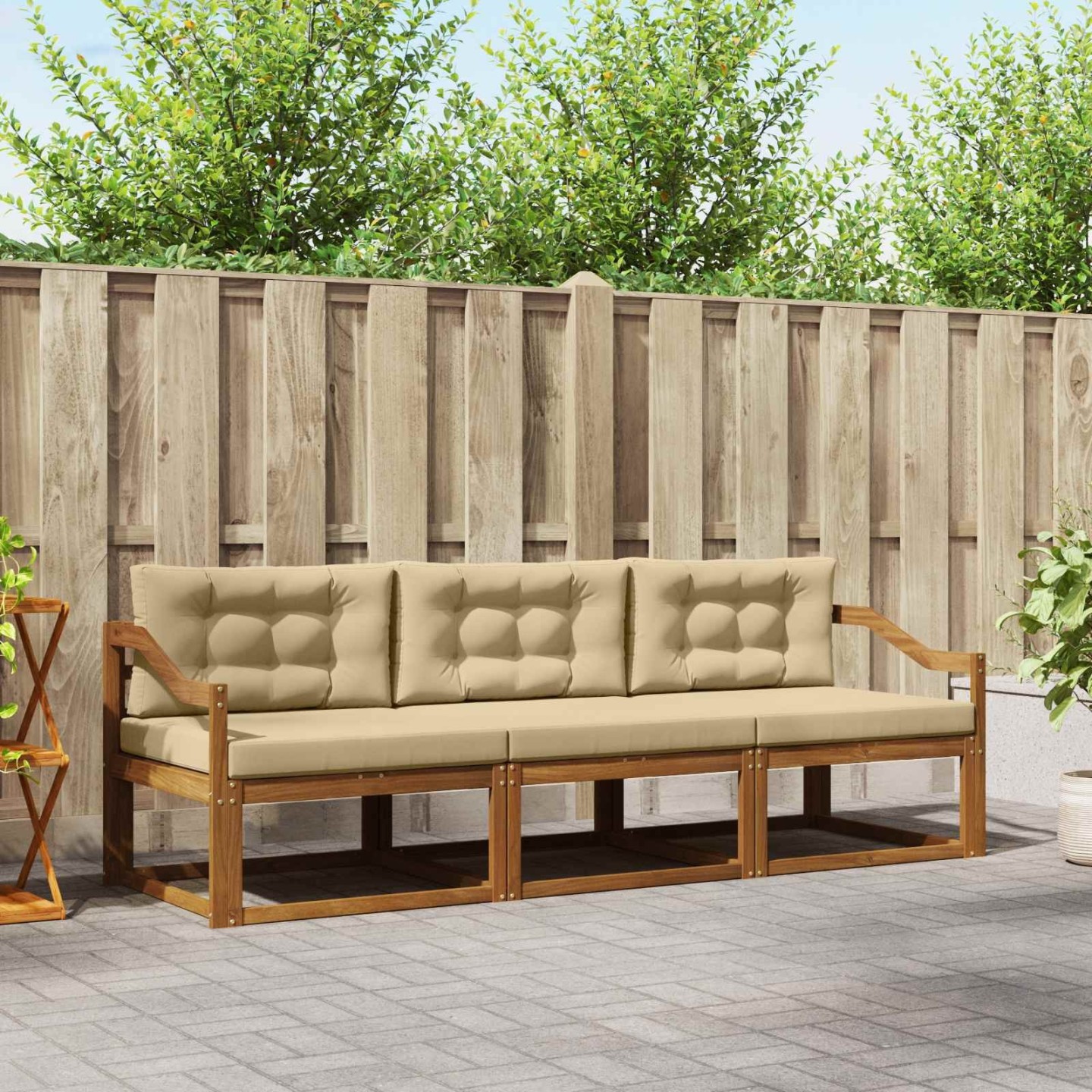Ensemble de canapés d'extérieur 3 pc Naturel et Beige