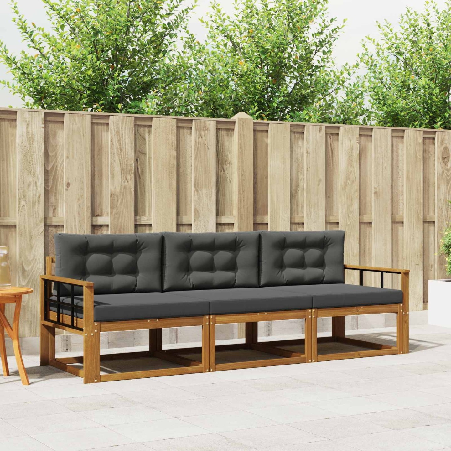 Ensemble de canapés d'extérieur 3 pc Naturel et Anthracite