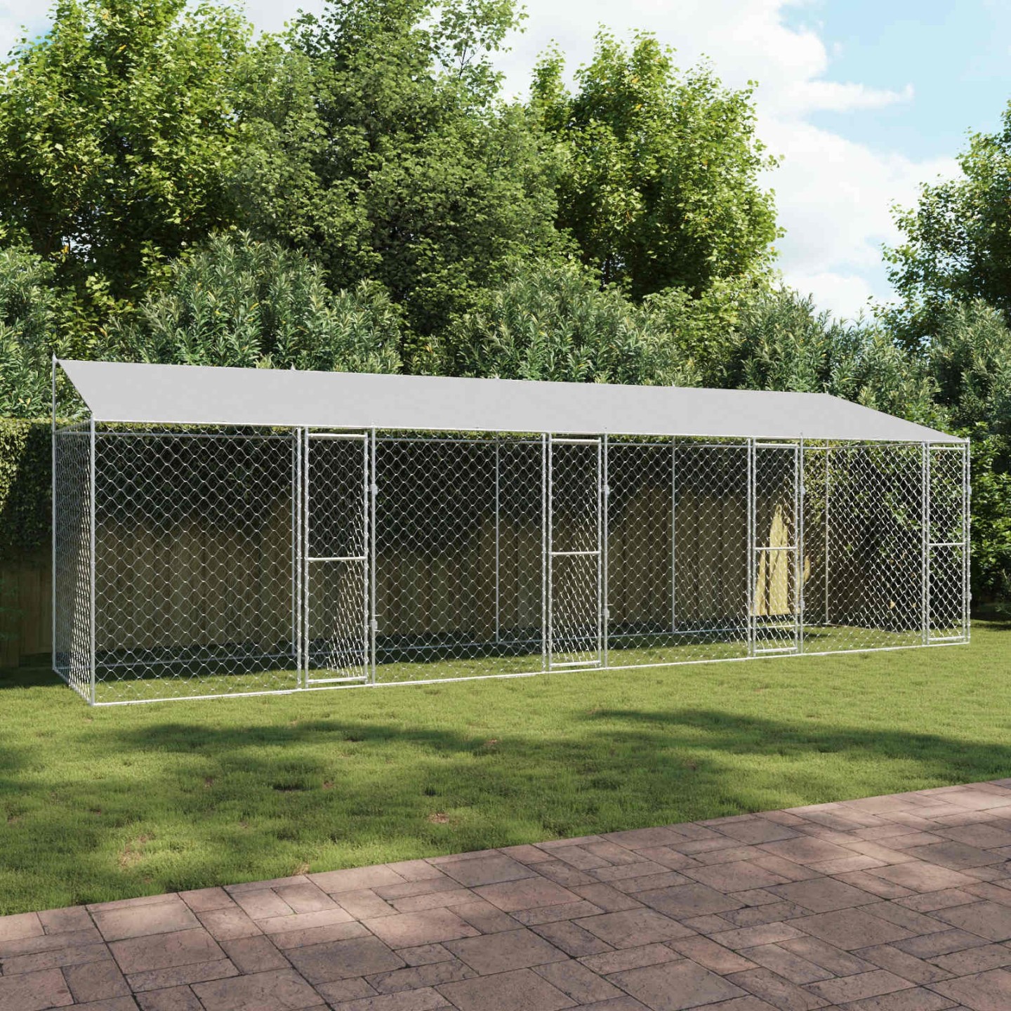 Cage pour chien avec toit Argenté 800 x 200 x 256 cm