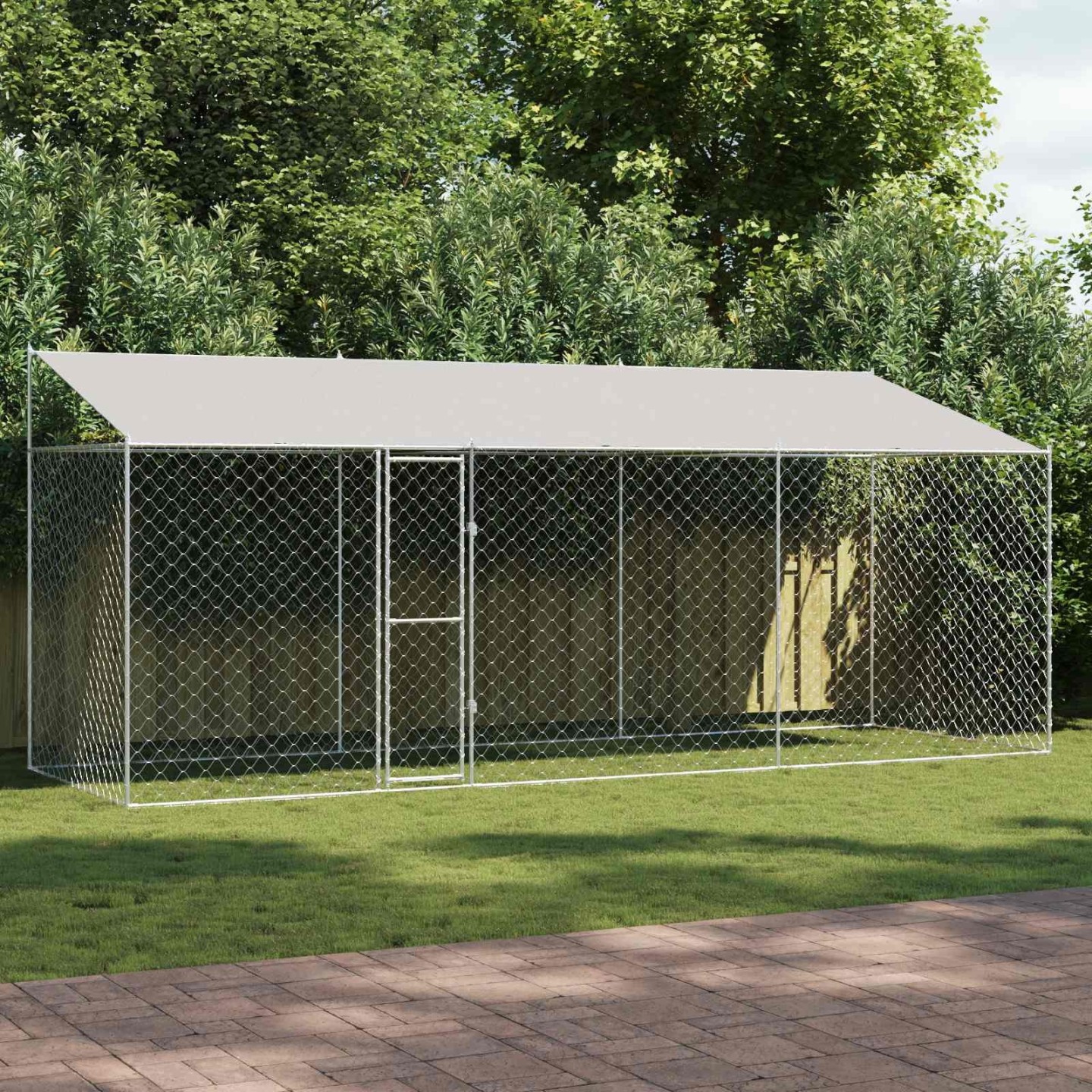 Cage pour chien avec toit Argenté 600 x 200 x 256 cm