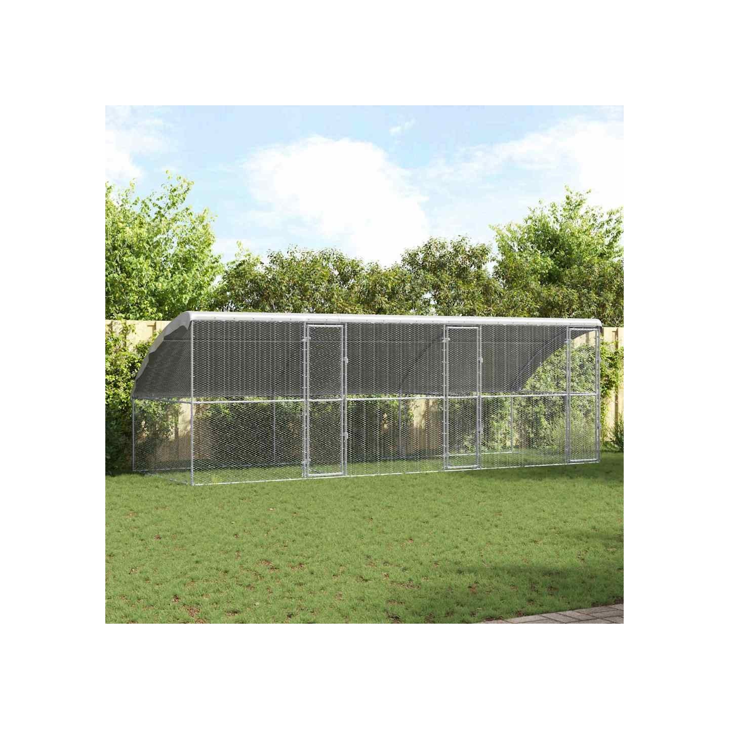 Cage à poules avec 3 portes 3 pièces Argenté 600x200x200cm