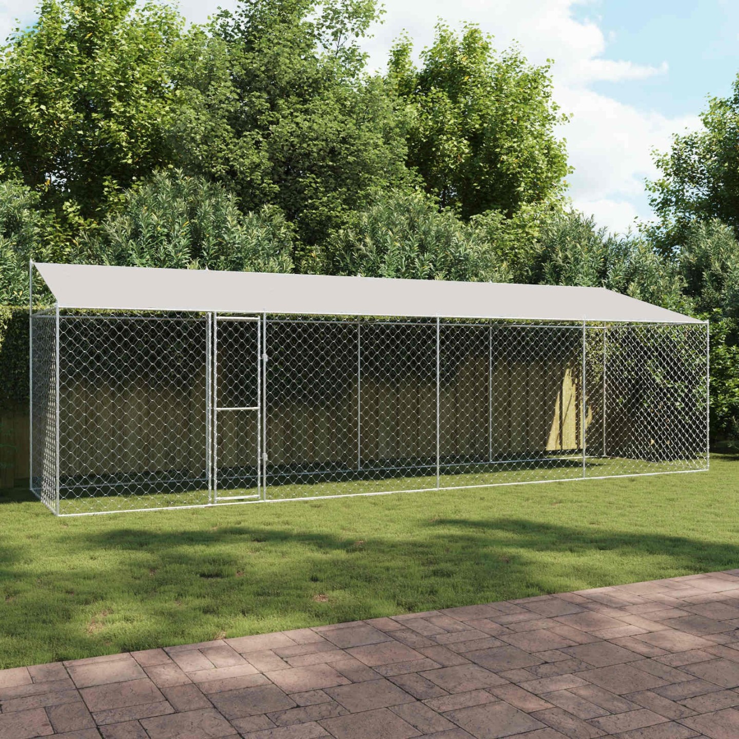 Cage pour chien avec toit Argenté 800 x 200 x 256 cm