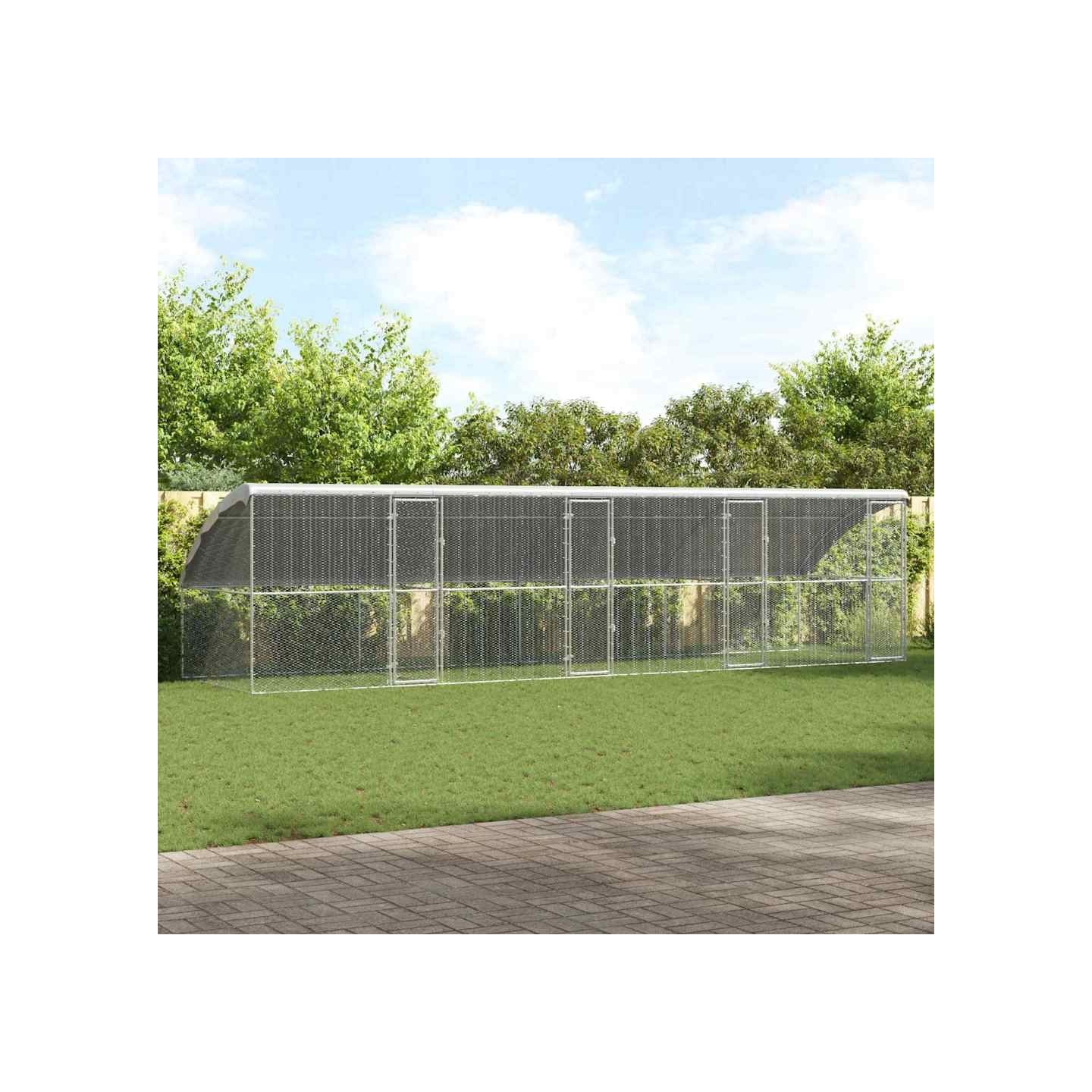Cage à poules avec 4 portes 4 pièces Argenté 800x200x200cm