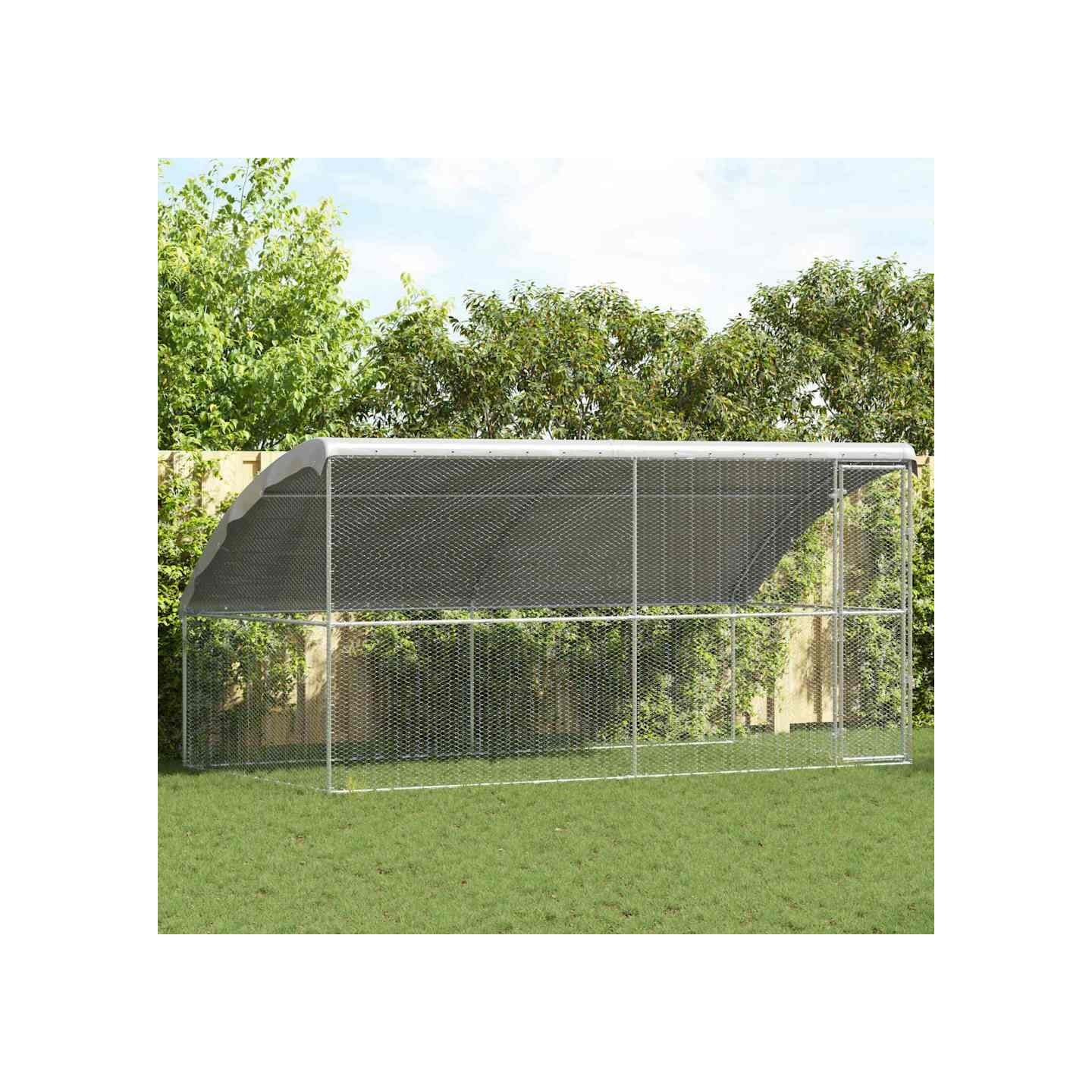 Cage pour poules avec 1 porte 2 pièces Argenté 400x200x200cm