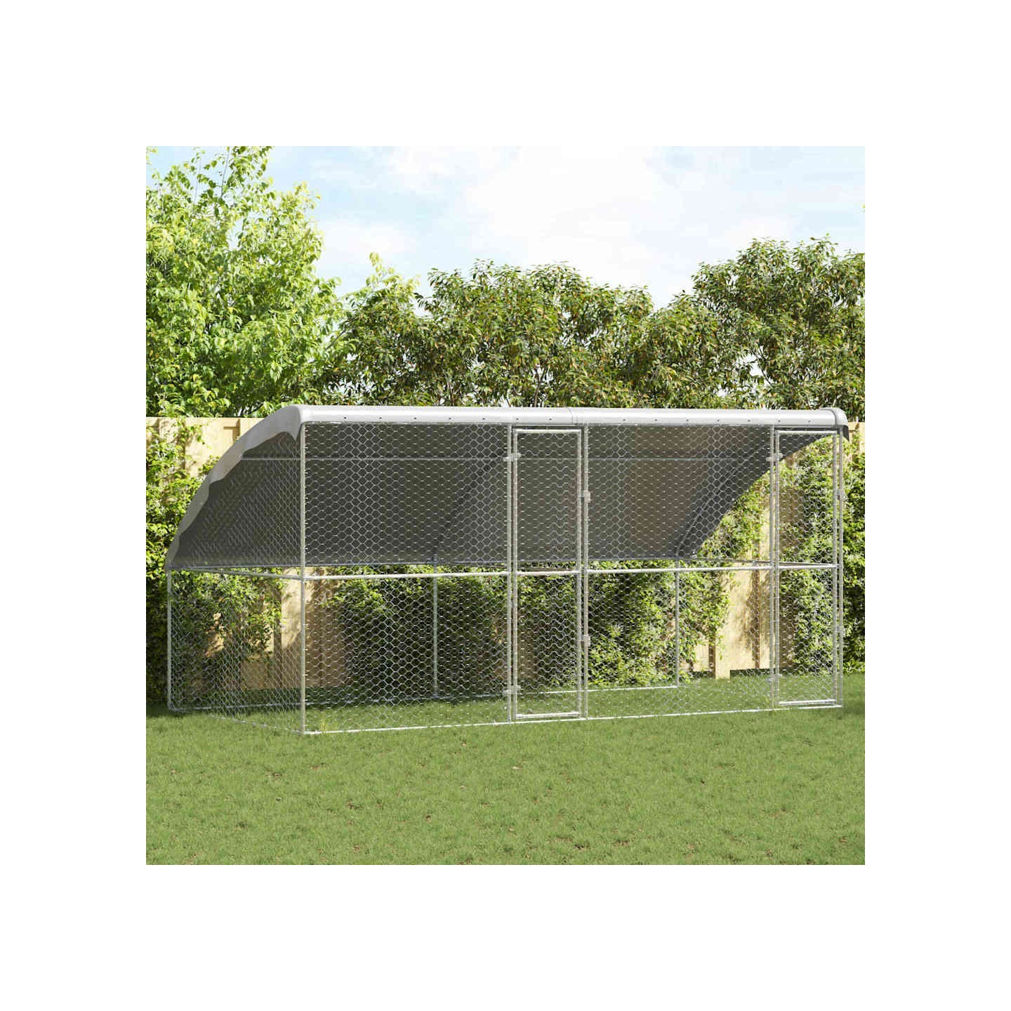 Kennel pour Chiens 2 pc Argenté 4 x 2 x 2 m Acier galvanisé