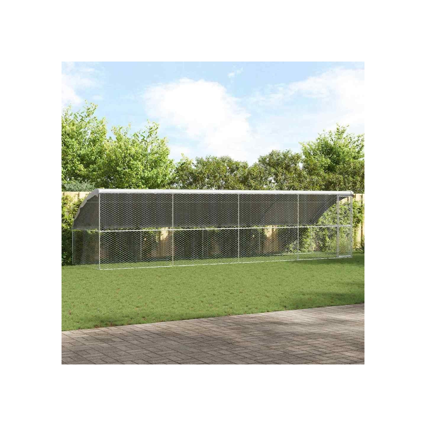 Kennel pour Chiens 4 pc Argenté 8 x 2 x 2 m Acier galvanisé