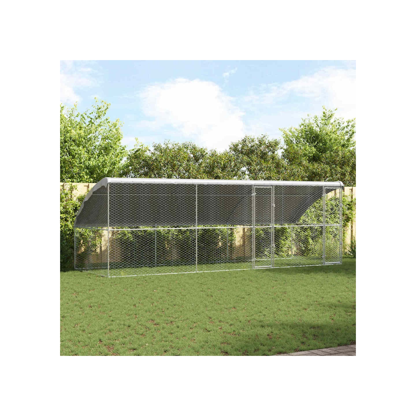 Kennel pour Chiens 3 pc Argenté 6 x 2 x 2 m Acier galvanisé