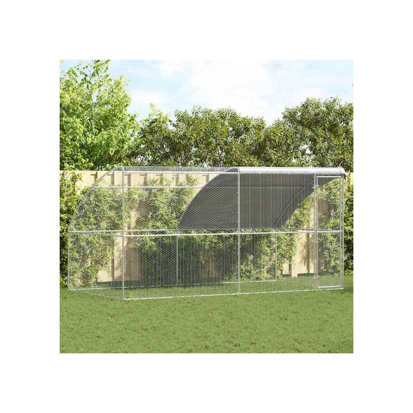 Cage à poules avec 1 porte 2 pièces Argenté 400x200x200cm