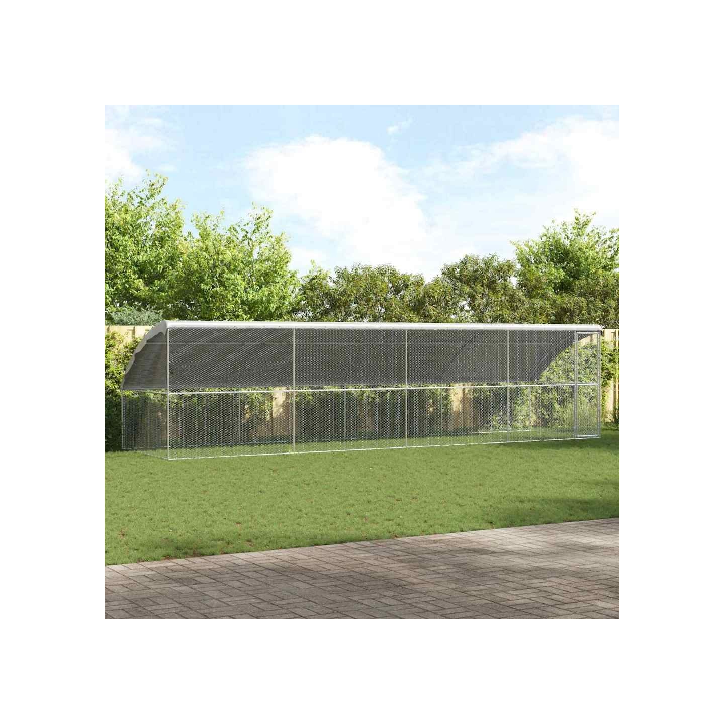 Cage à poules avec 1 porte 4 pièces Argenté 800x200x200cm