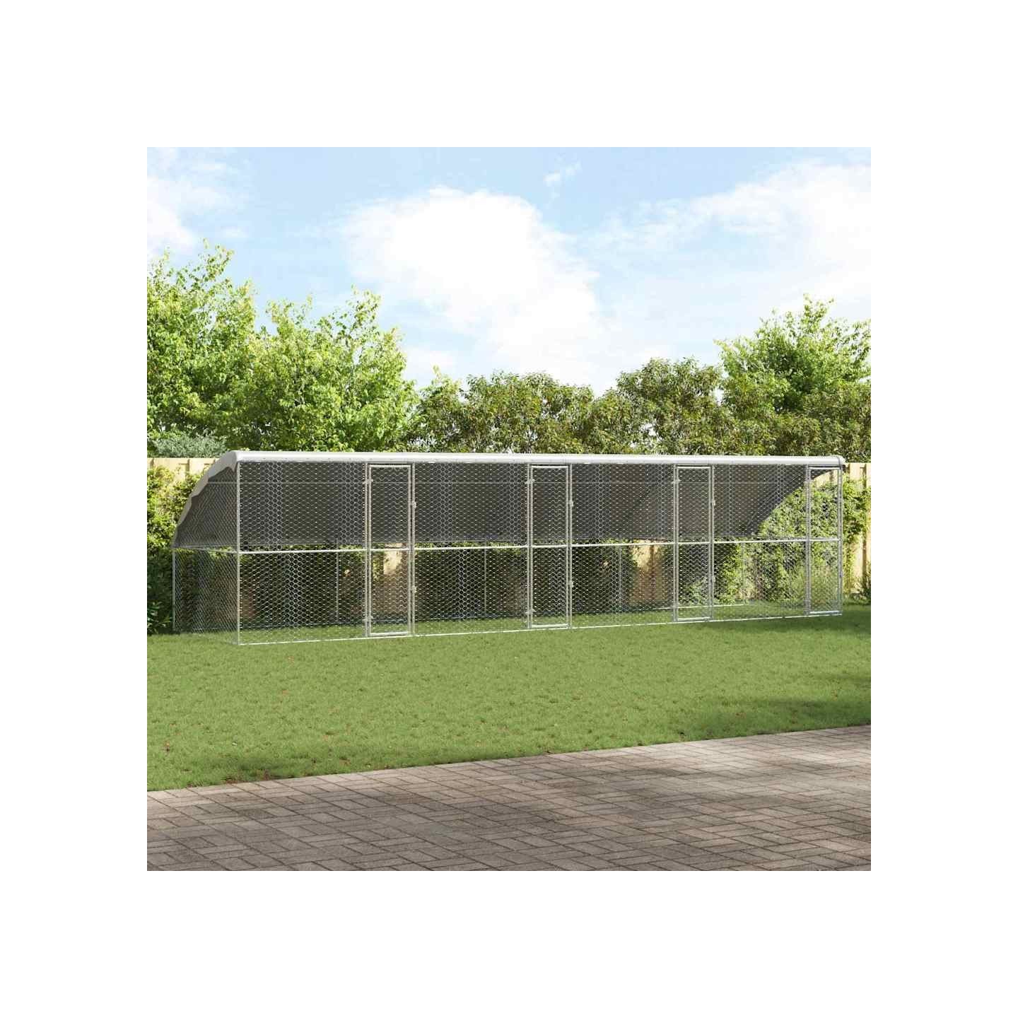 Kennel pour Chiens 4 pc Argenté 8 x 2 x 2 m Acier galvanisé