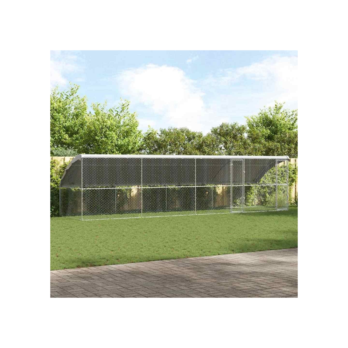 Kennel pour Chiens 4 pc Argenté 8 x 2 x 2 m Acier galvanisé