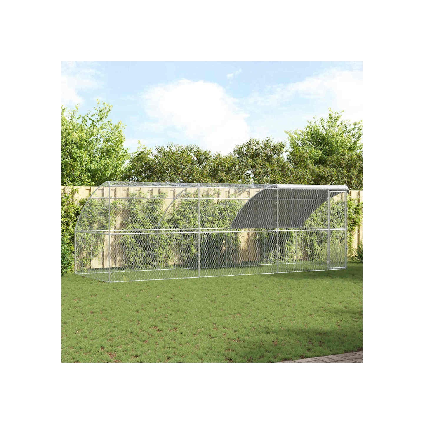 Cage à poules avec 1 porte 3 pièces Argenté 600x200x200cm