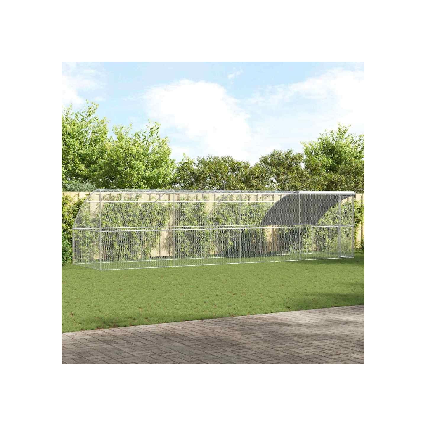 Cage à poules 4 pc Argenté 800 x 200 x 200 cm Acier et PE