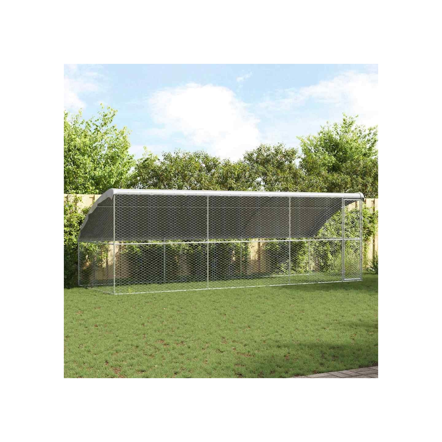 Kennel pour Chiens 3 pc Argenté 6 x 2 x 2 m Acier galvanisé