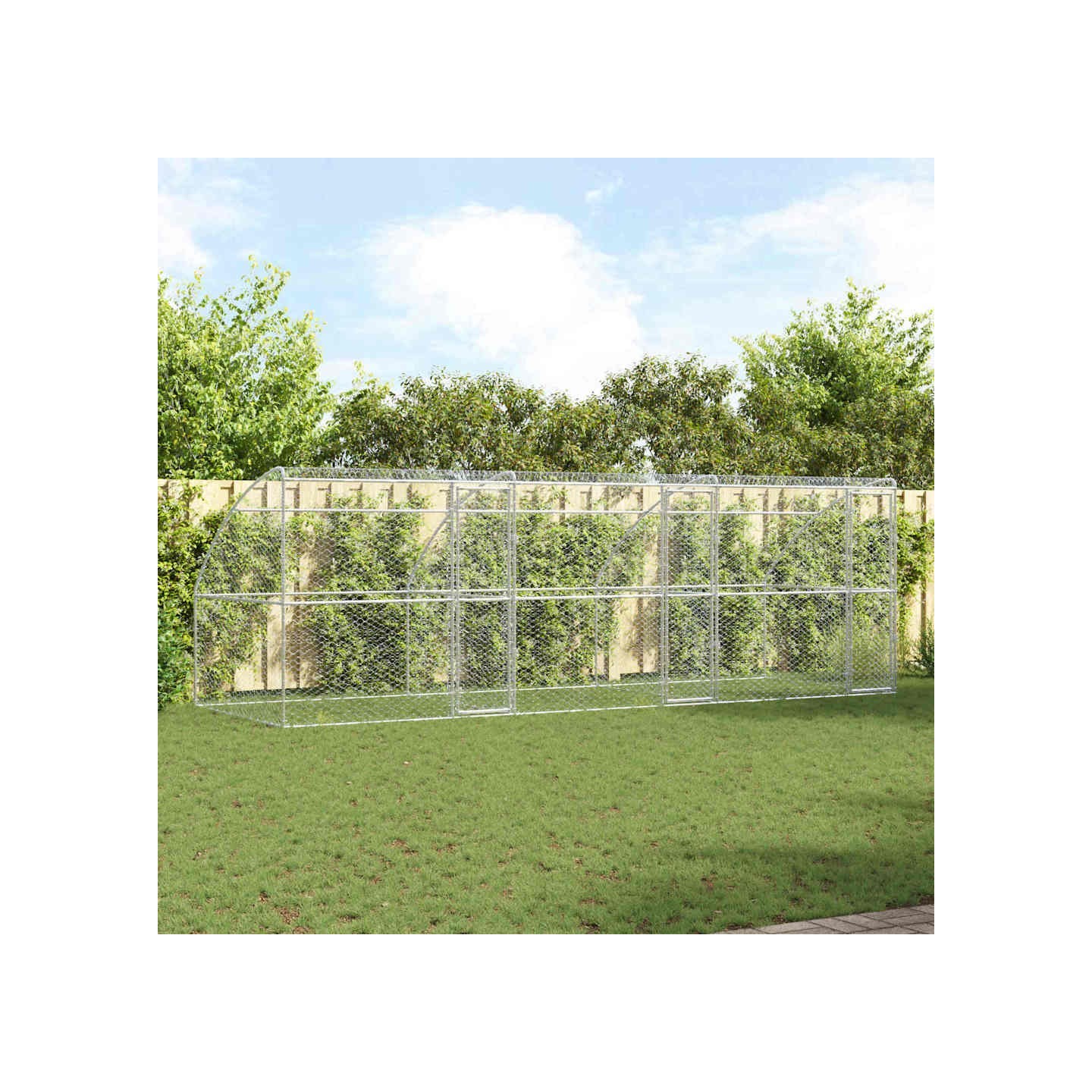 Kennel pour Chiens 3 pc Argenté 6 x 2 x 2 m Acier galvanisé