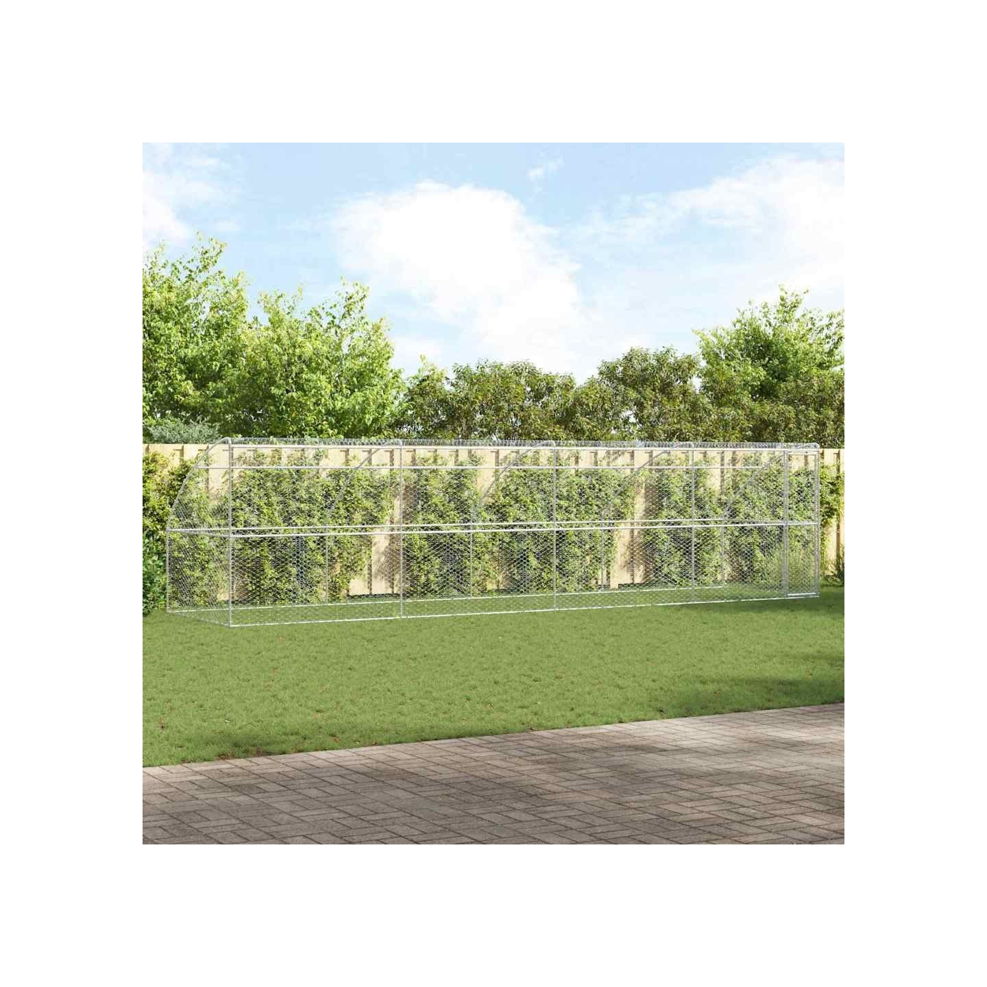 Kennel pour Chiens 4 pc Argenté 8 x 2 x 2 m Acier galvanisé