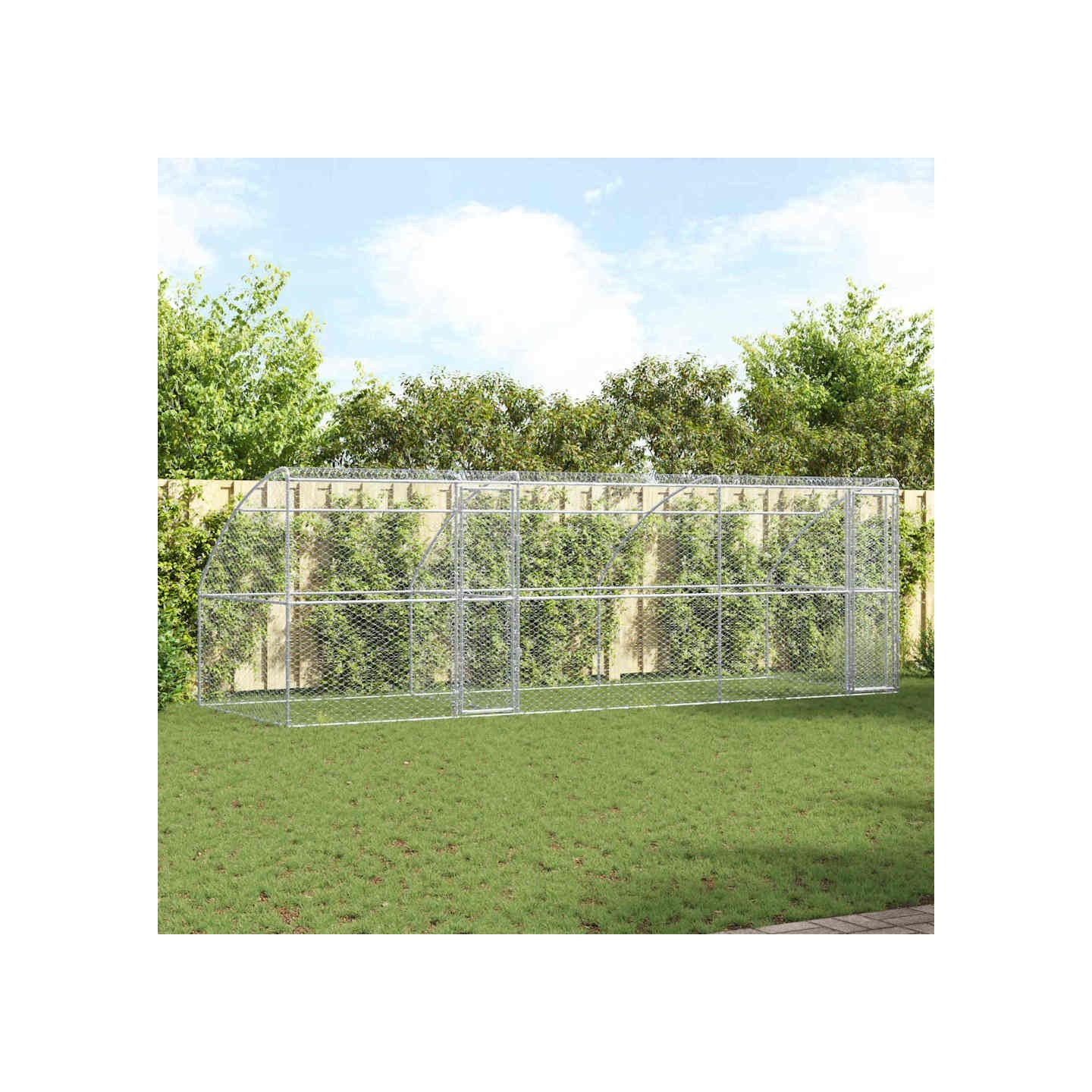 Kennel pour Chiens 3 pc Argenté 6 x 2 x 2 m Acier galvanisé