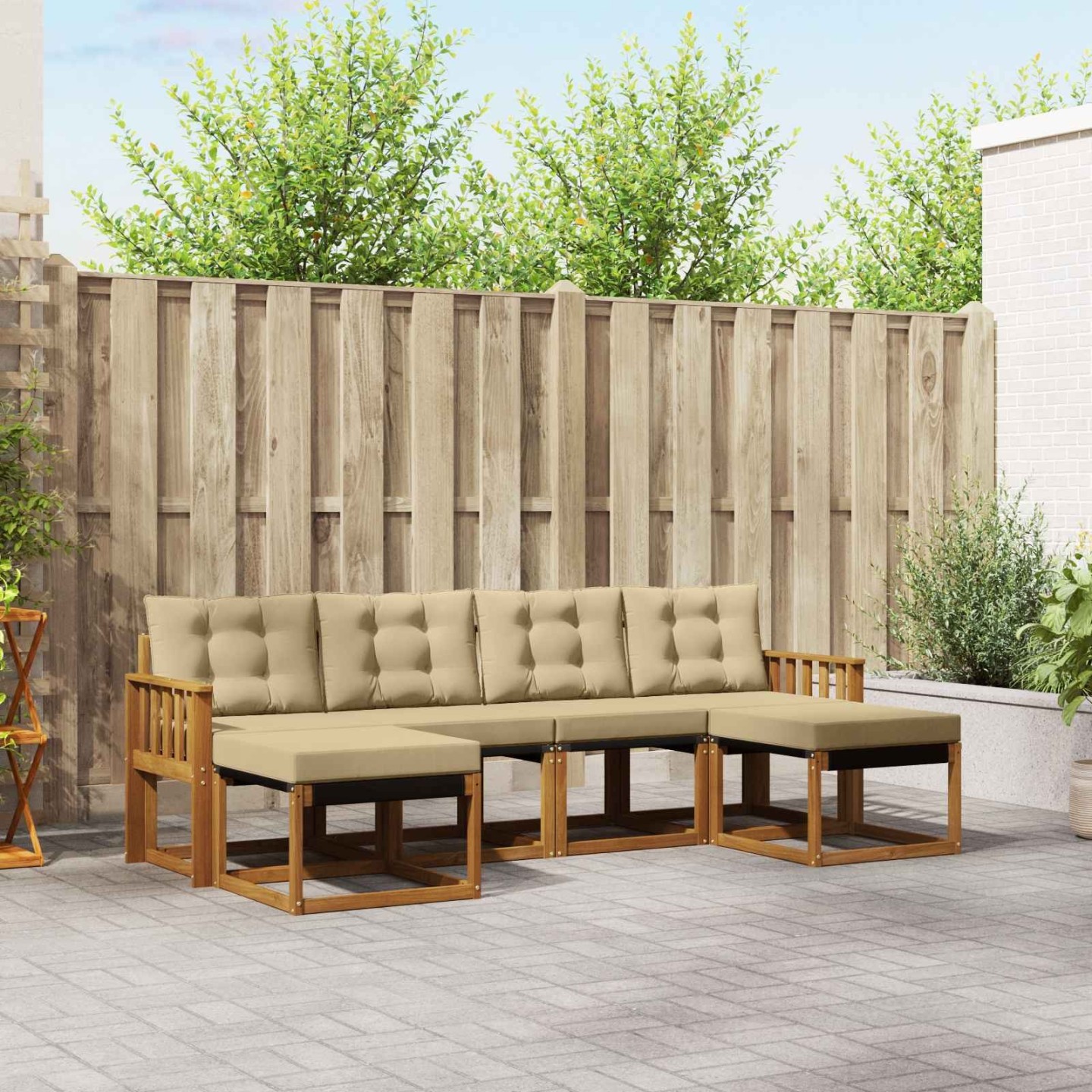 Ensemble de canapés d'extérieur 6 pc Naturel et Beige
