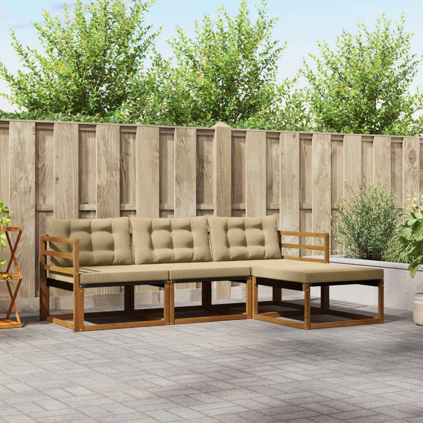 Ensemble de canapés d'extérieur 4 pc Naturel et Beige