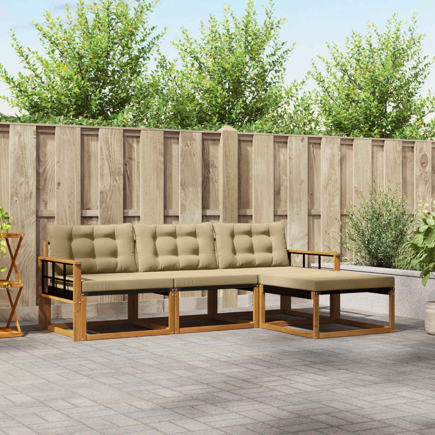 Ensemble de canapés d'extérieur 4 pc Naturel et Beige