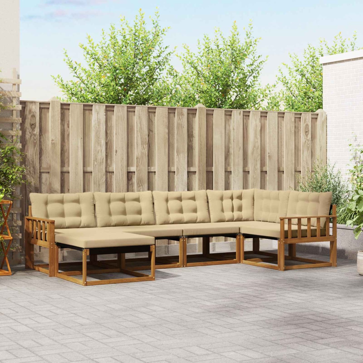 Ensemble de canapés d'extérieur 6 pc Naturel et Beige
