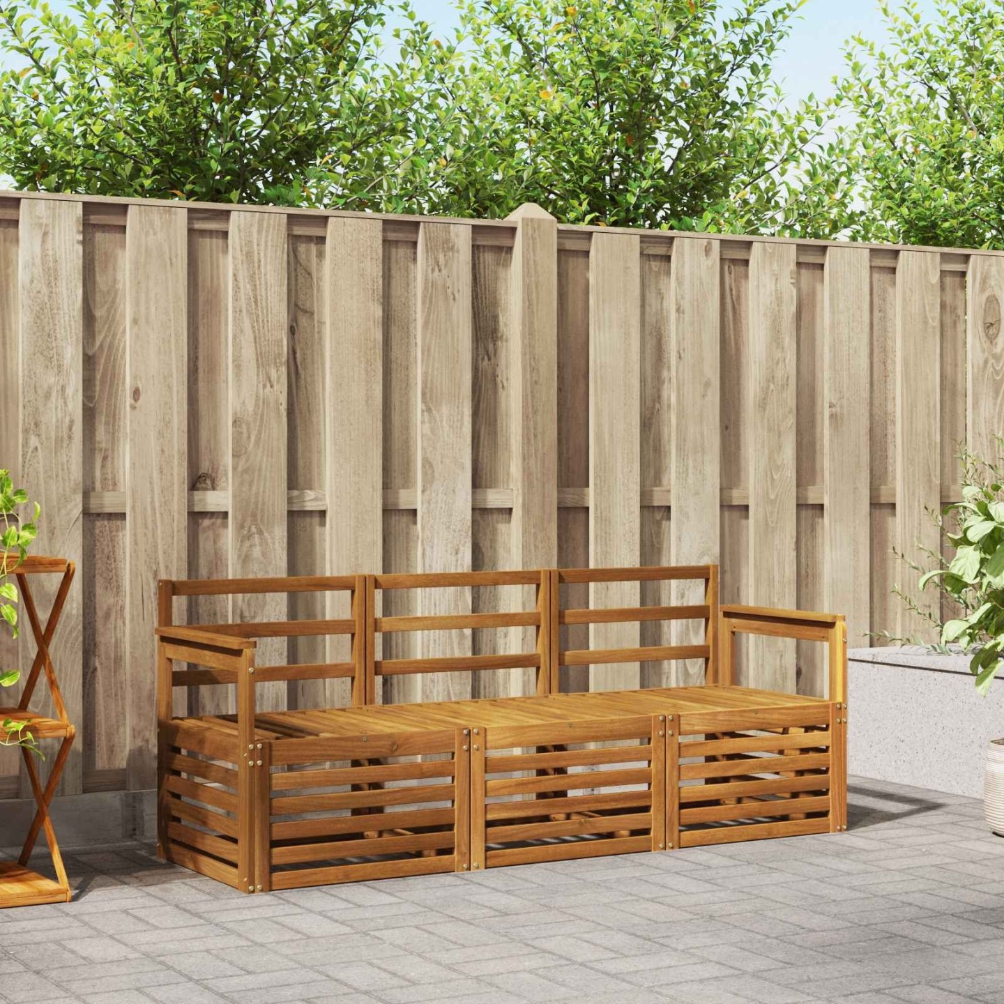 Ensembles de canapés 3 pc Naturel Bois d'Acacia Massif