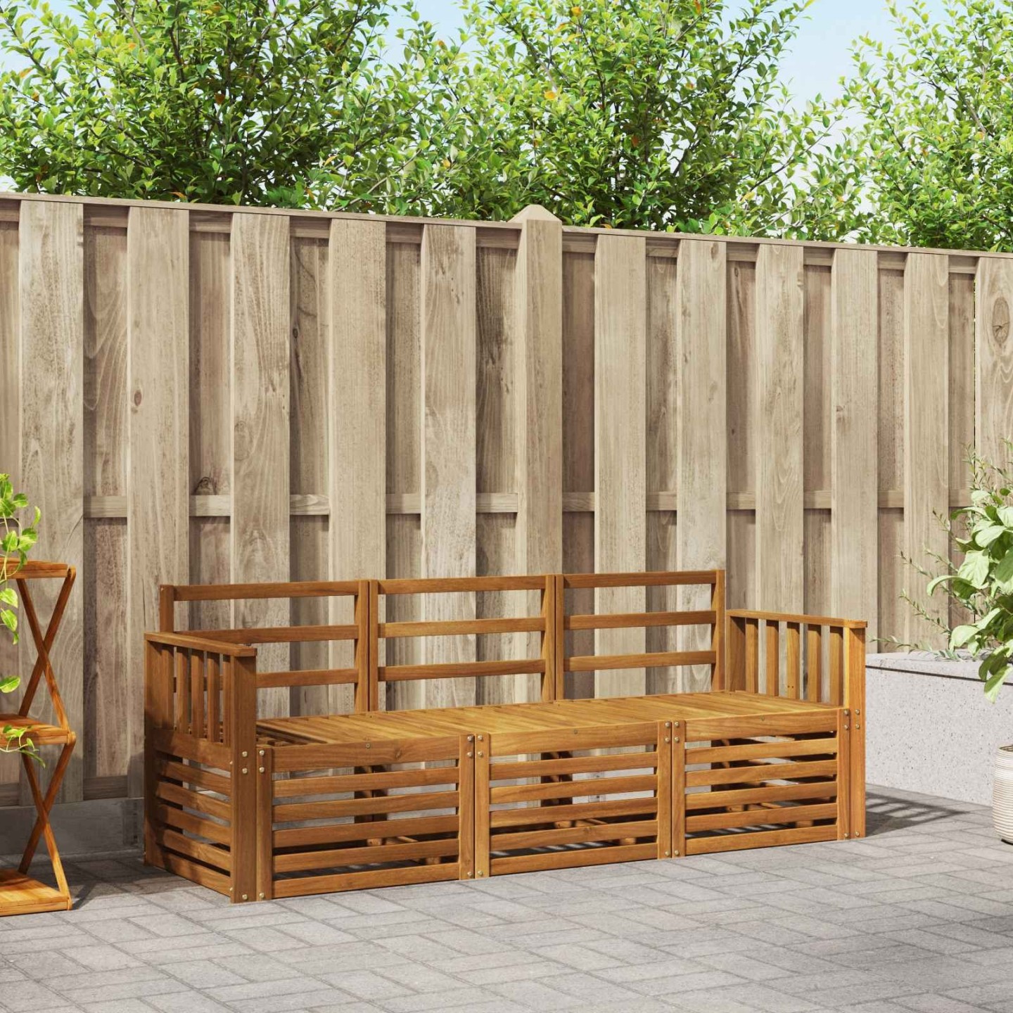 Ensembles de canapés 3 pc Naturel Bois d'Acacia Massif